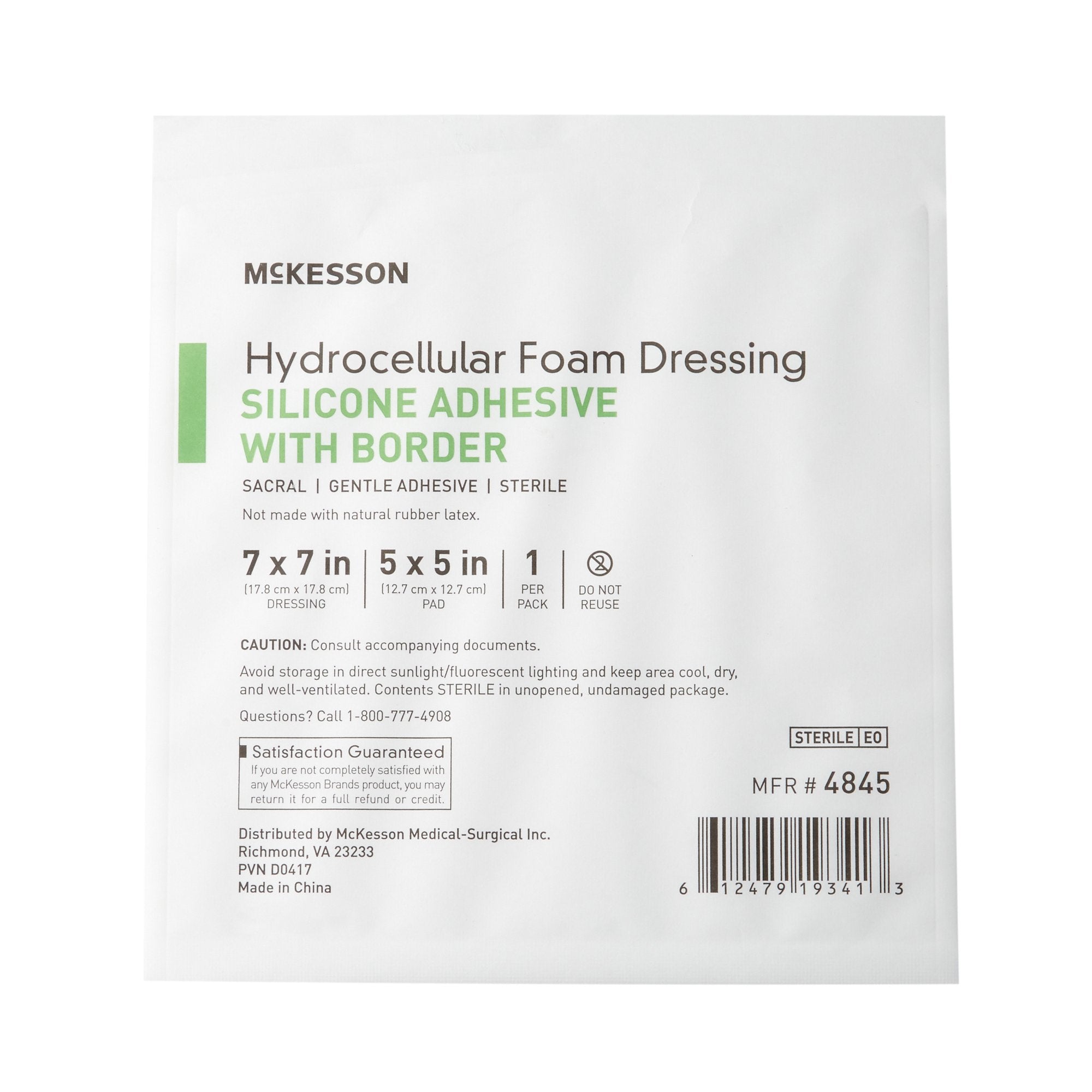 Foam Dressing McKesson 7 X 7 Inch With Border Film Backing Silicone Gel Adhesive Sacral Sterile,Packaging Type- Each