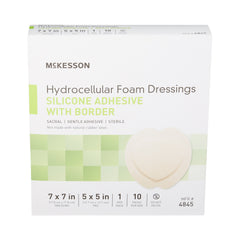 Foam Dressing McKesson 7 X 7 Inch With Border Film Backing Silicone Gel Adhesive Sacral Sterile,  Packaging Type- Case