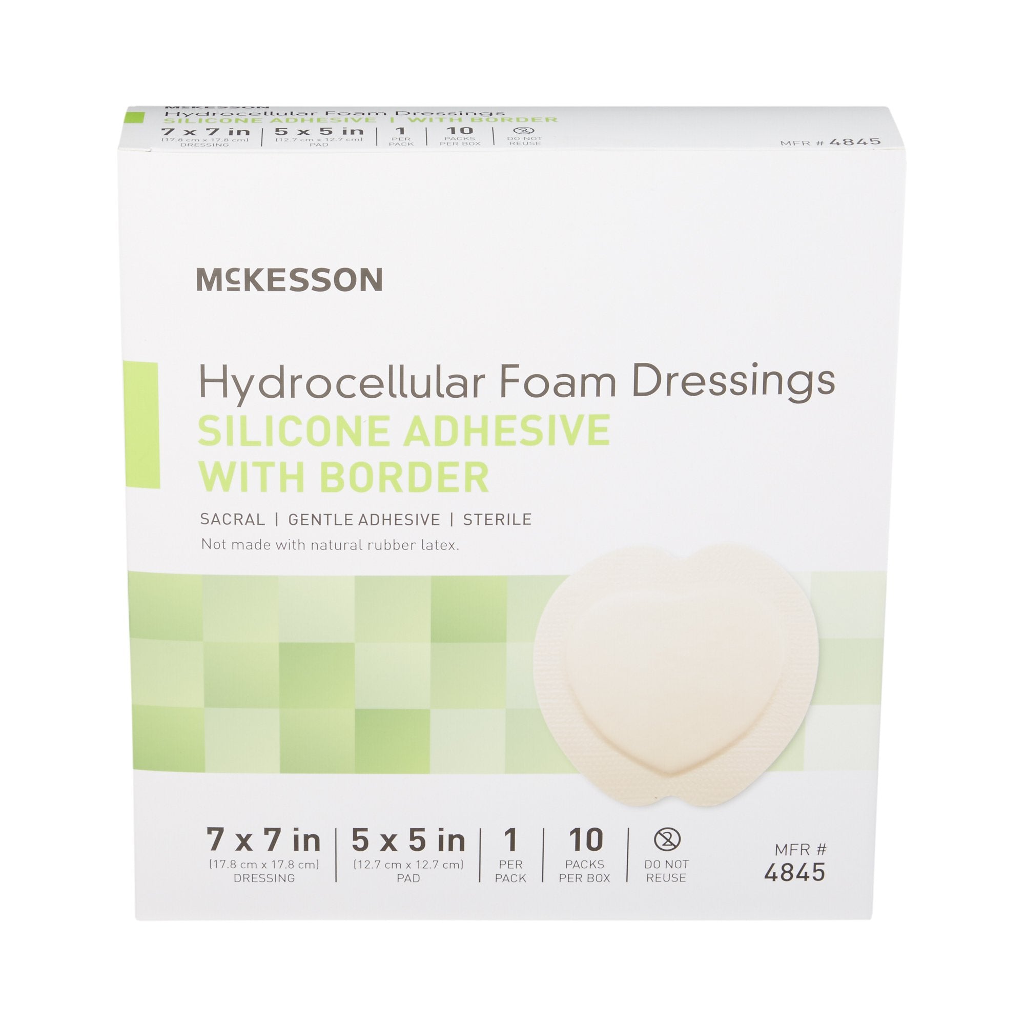 Foam Dressing McKesson 7 X 7 Inch With Border Film Backing Silicone Gel Adhesive Sacral Sterile,Packaging Type- Each