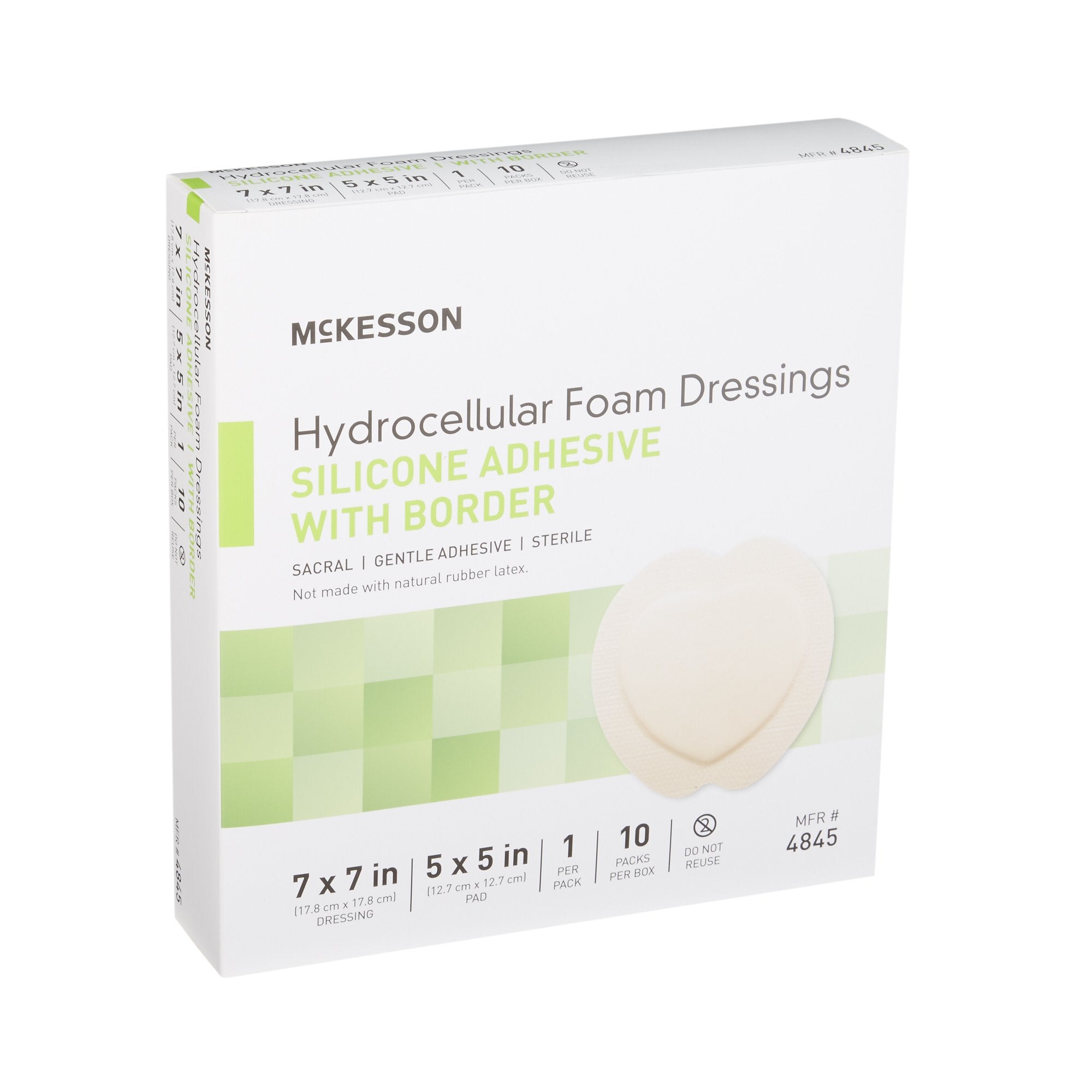 Foam Dressing McKesson 7 X 7 Inch With Border Film Backing Silicone Gel Adhesive Sacral Sterile,Packaging Type- Each