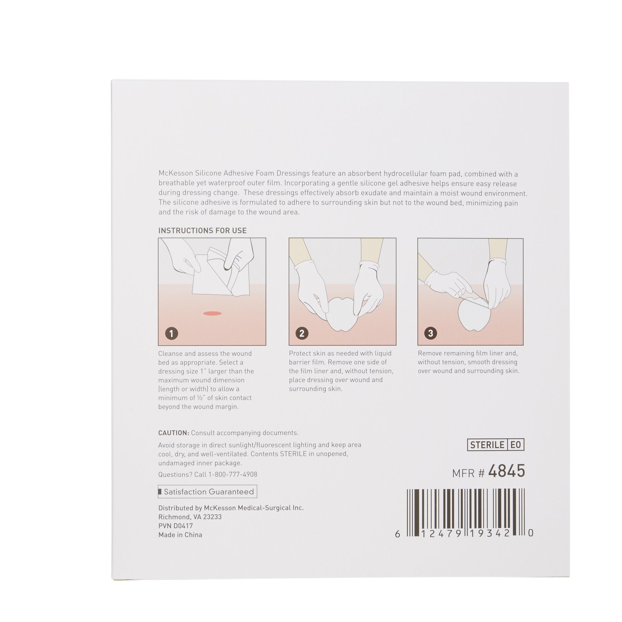 Foam Dressing McKesson 7 X 7 Inch With Border Film Backing Silicone Gel Adhesive Sacral Sterile,Packaging Type- Each