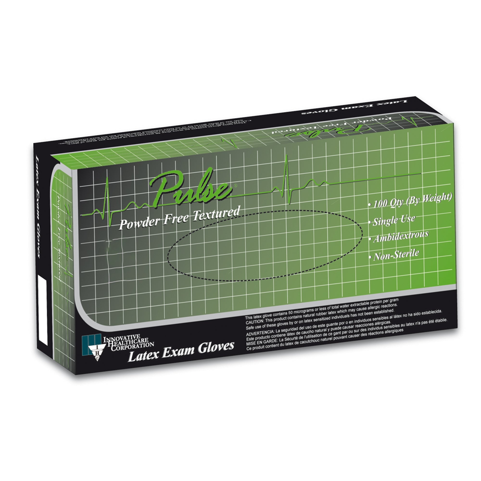 Exam Glove Pulse 151 Series Large NonSterile Latex Standard Cuff Length Fully Textured White Not Rated,Packaging Type- Box