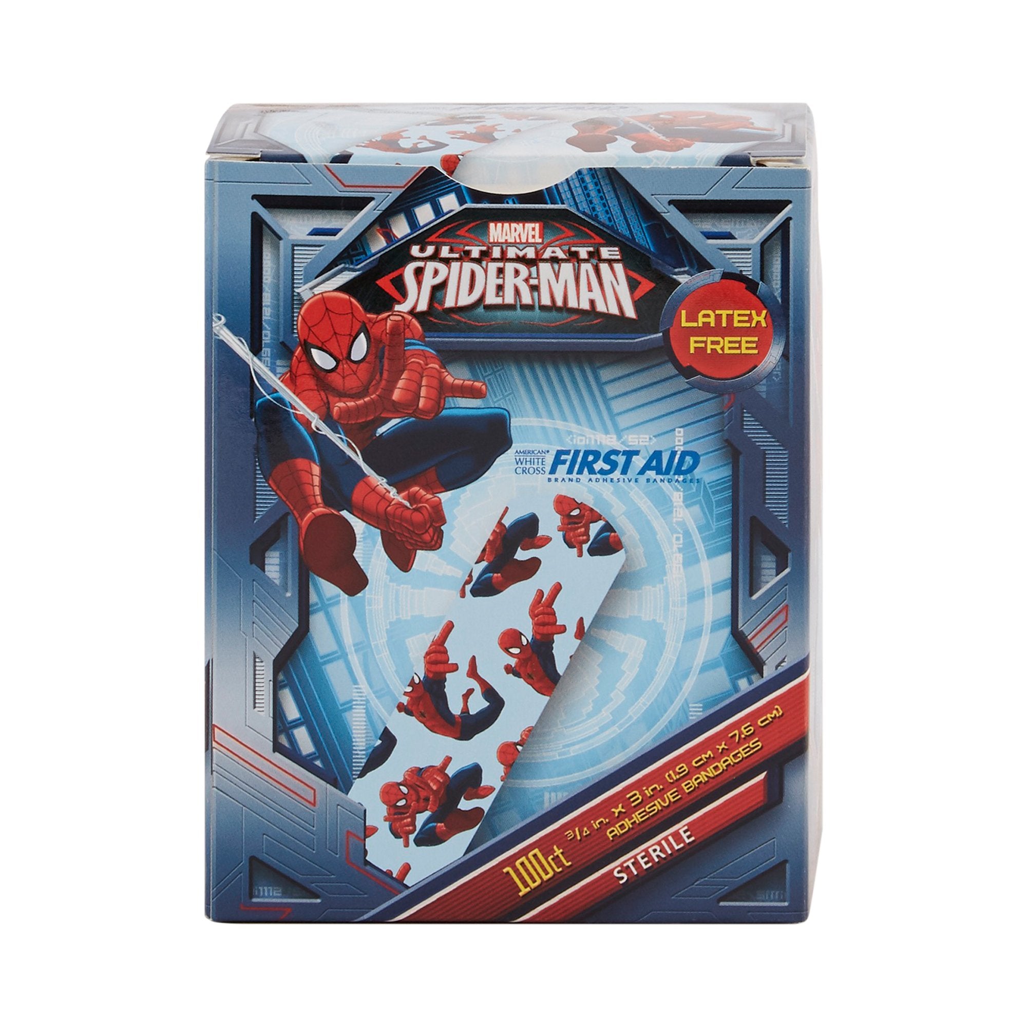 Adhesive Strip American White Cross Stat Strip 3/4 X 3 Inch Plastic Rectangle Kid Design (Spider-Man) Sterile, Packaging Type- Case