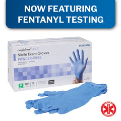 Exam Glove McKesson Confiderm 3.5C Medium NonSterile Nitrile Standard Cuff Length Textured Fingertips Blue Chemo Tested Box