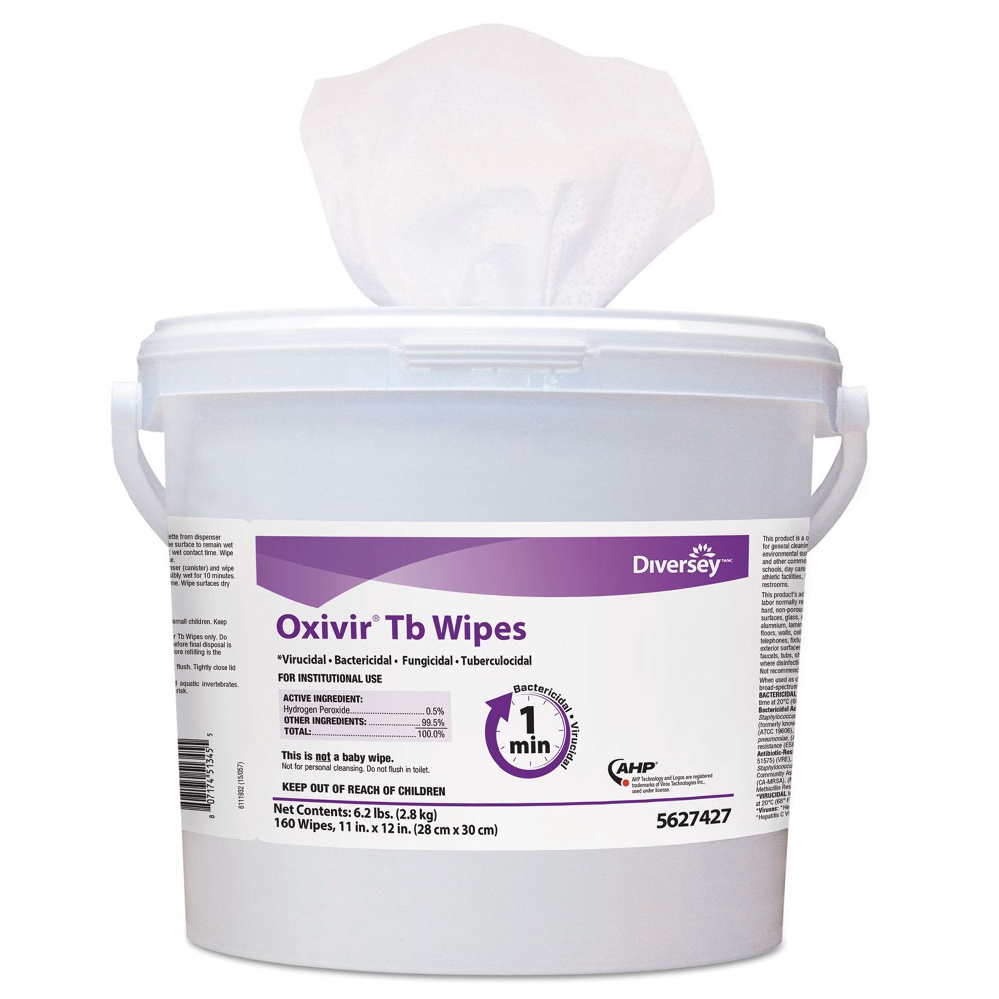 Diversey Oxivir Tb Surface Disinfectant Cleaner Premoistened Alcohol Based Manual Pull Wipe 160 Count Canister Cherry Almond Scent NonSterile