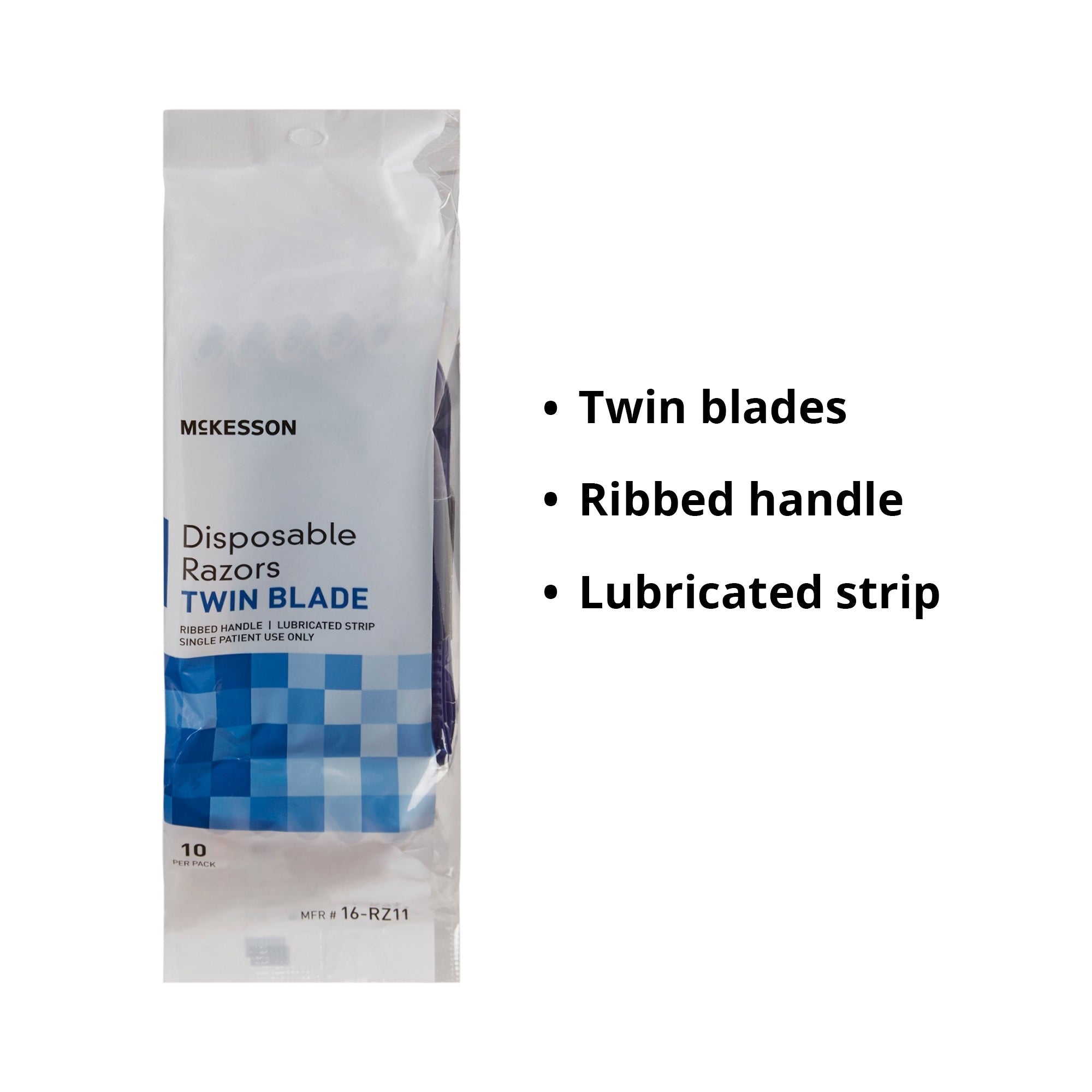 Personal Razor with Lubricating Strip McKesson Single Edge Twin Blade NonSterile Disposable, Packaging Type- Case