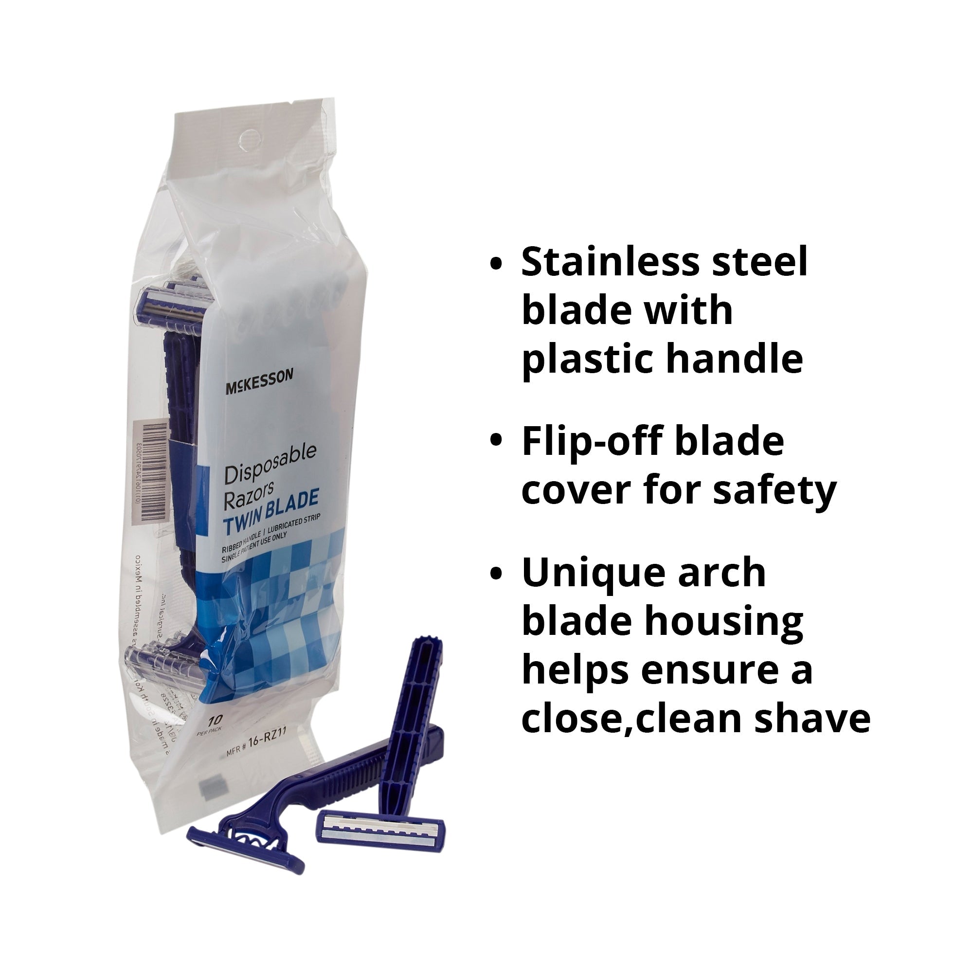 Personal Razor with Lubricating Strip McKesson Single Edge Twin Blade NonSterile Disposable, Packaging Type- Case