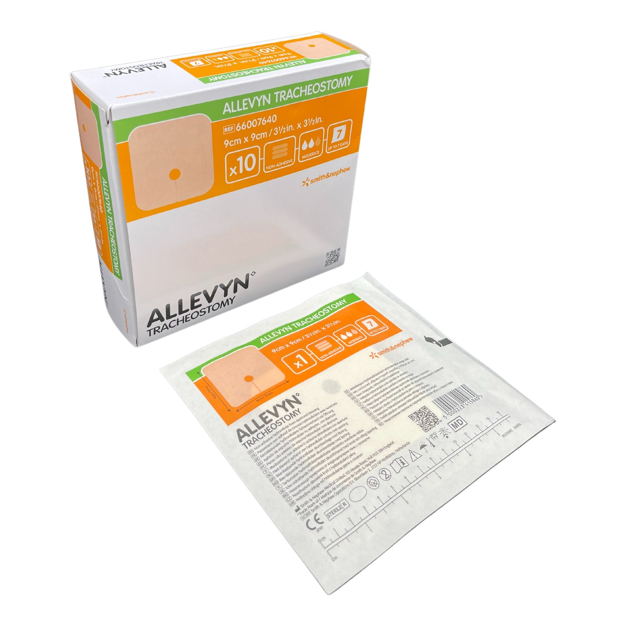 Foam Dressing Allevyn Tracheostomy 3 1/2 X 3 1/2 Inch Without Border Film Backing Nonadhesive Fenestrated Square Sterile