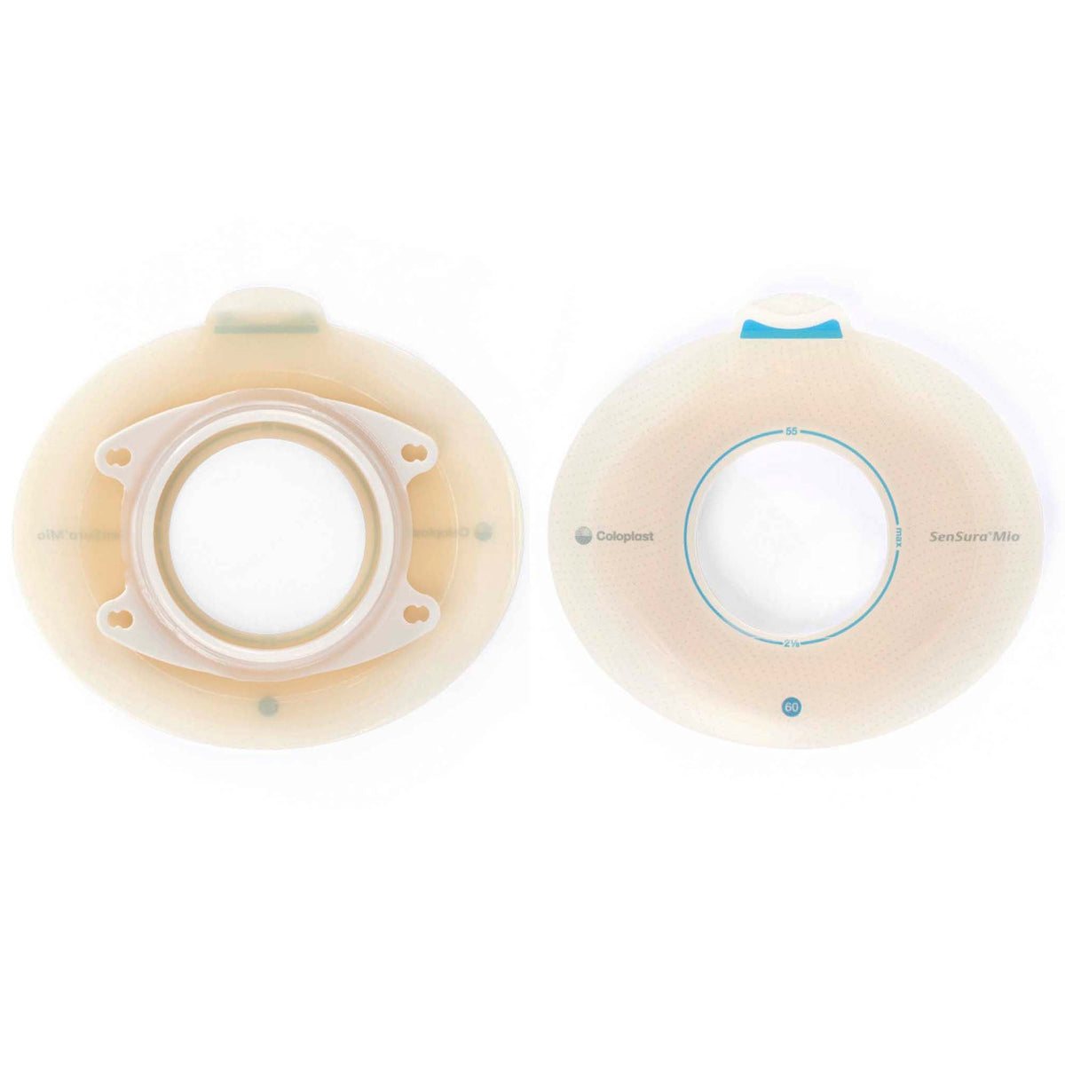 Ostomy Barrier SenSura Mio Click Precut, Extended Wear Elastic Adhesive 40 mm Flange Green Code System 1-1/8 Inch Opening | 5/BOX 60 mm Flange Blue Code System 1-3/4 Inch · Box of 5