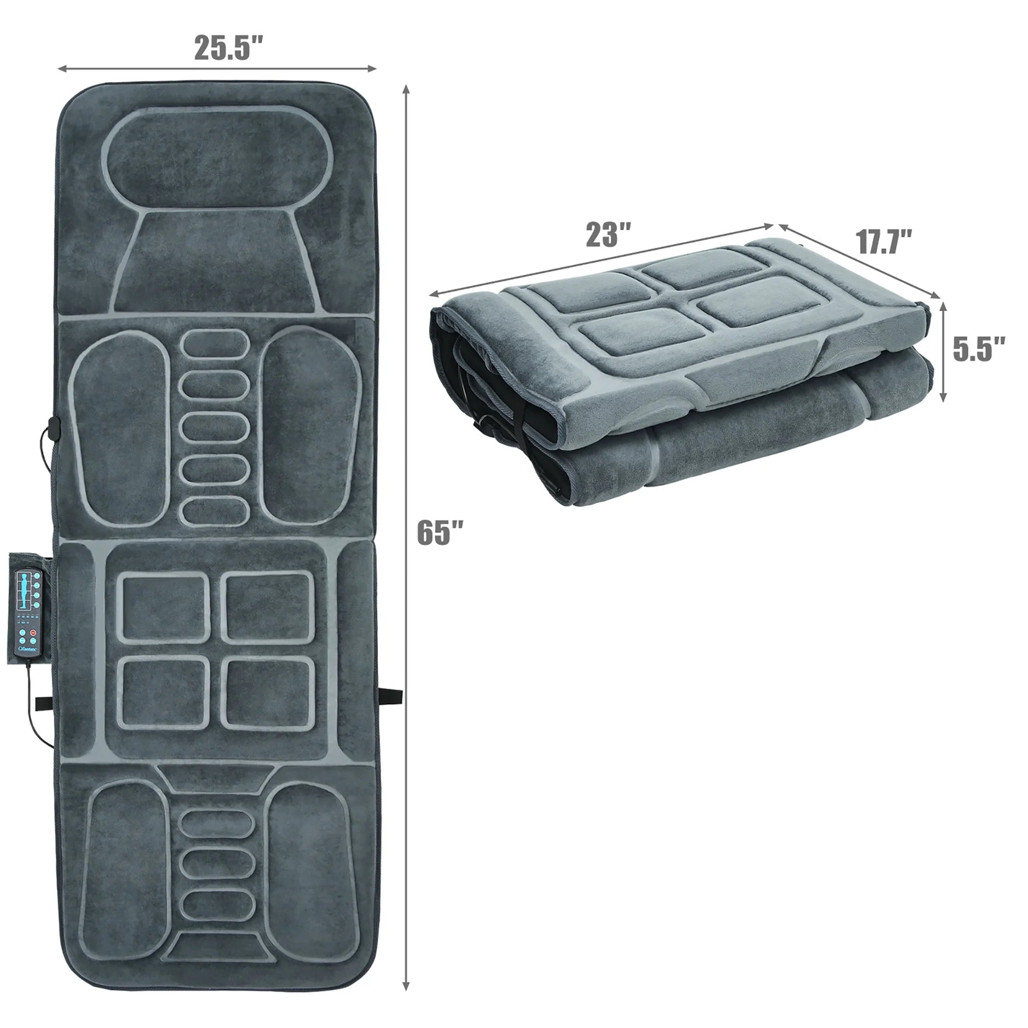 Foldable Massage Mat Full Body Massager with Heat & 10 Vibration Motors