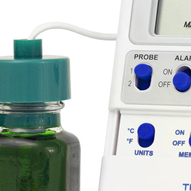Datalogging Refrigerator / Freezer Thermometer with Alarm Fisherbrand Traceable Excursion-Trac Fahrenheit / Celsius -58° to +158°F (-50° to +70°C) Bottle Probe Multiple Mounting Options AC Adaptor / Battery Backup,Packaging Type- Each