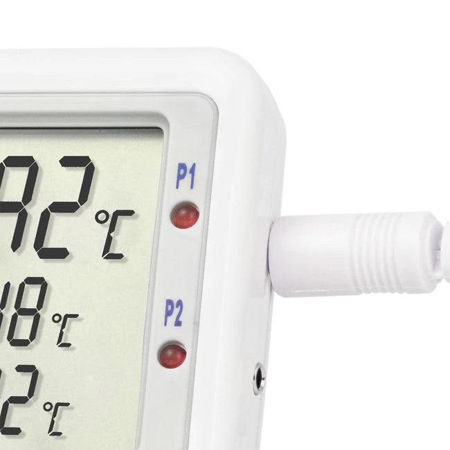 Datalogging Refrigerator / Freezer Thermometer with Alarm Fisherbrand Traceable Excursion-Trac Fahrenheit / Celsius -58° to +158°F (-50° to +70°C) Bottle Probe Multiple Mounting Options AC Adaptor / Battery Backup,Packaging Type- Each