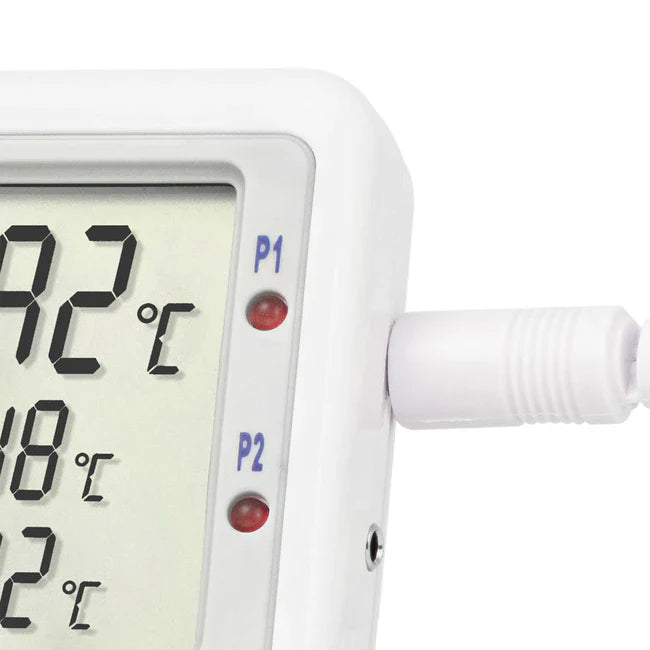 Datalogging Refrigerator / Freezer Thermometer with Alarm Fisherbrand Traceable Excursion-Trac Fahrenheit / Celsius -58° to +158°F (-50° to +70°C) Bottle Probe Multiple Mounting Options AC Adaptor / Battery Backup,Packaging Type- Each