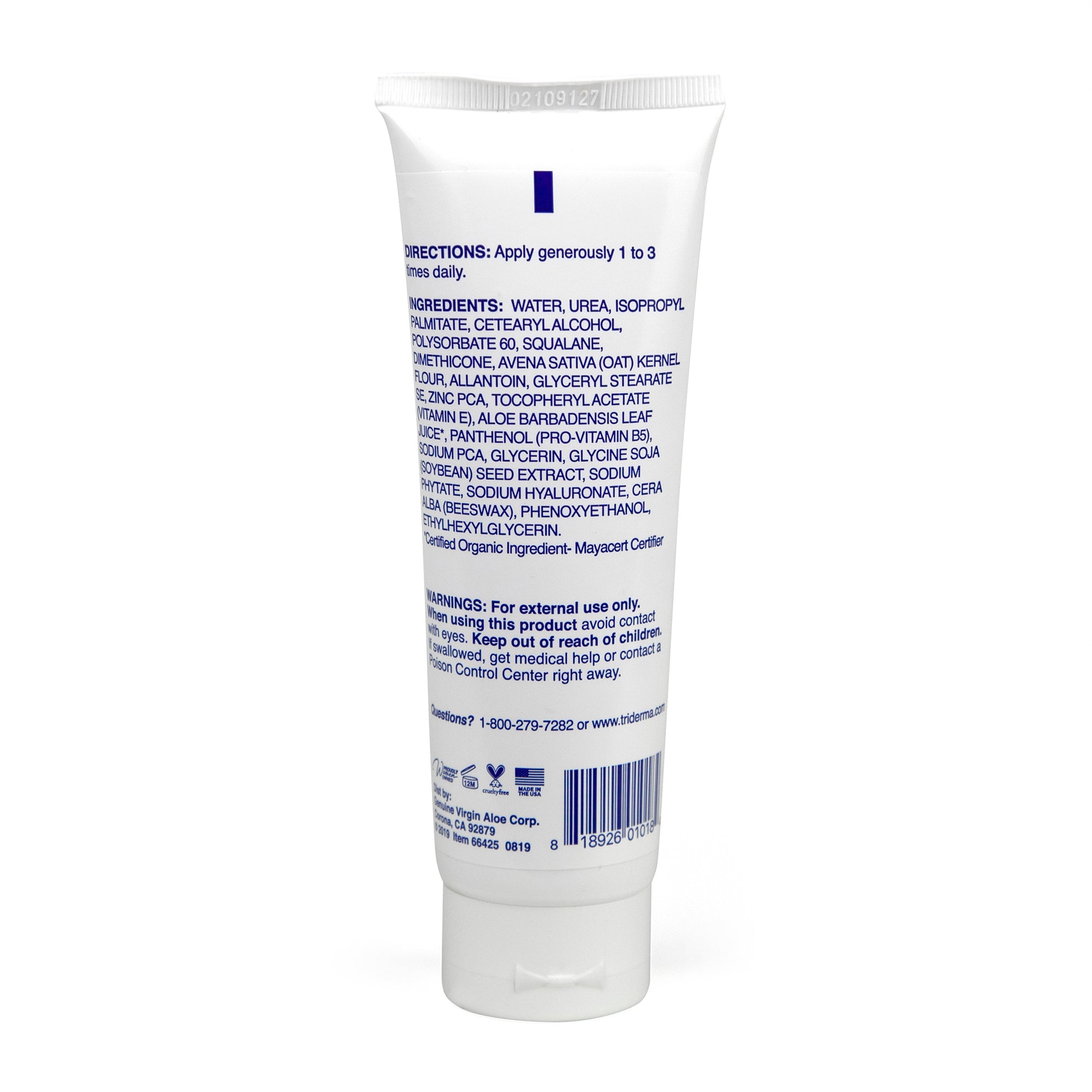 Crema hidratante para manos y cuerpo TriDerma MD para piel seca diabética, tubo de 113 g, sin perfume. Presentación: caja.