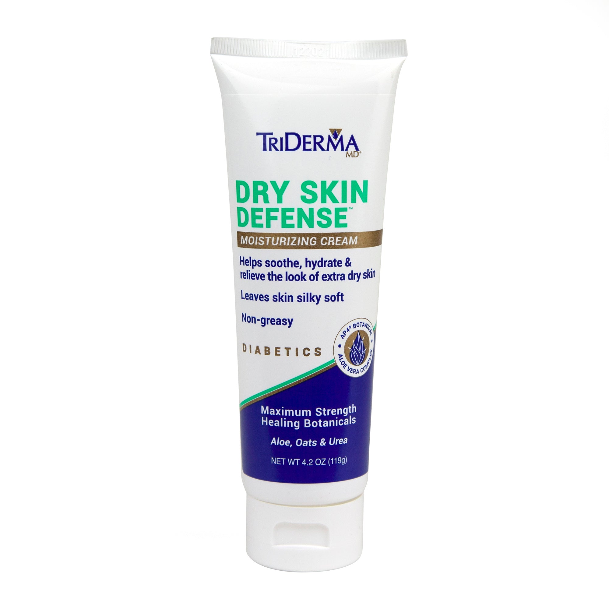 Crema hidratante para manos y cuerpo TriDerma MD para piel seca diabética, tubo de 113 g, sin perfume. Presentación: caja.