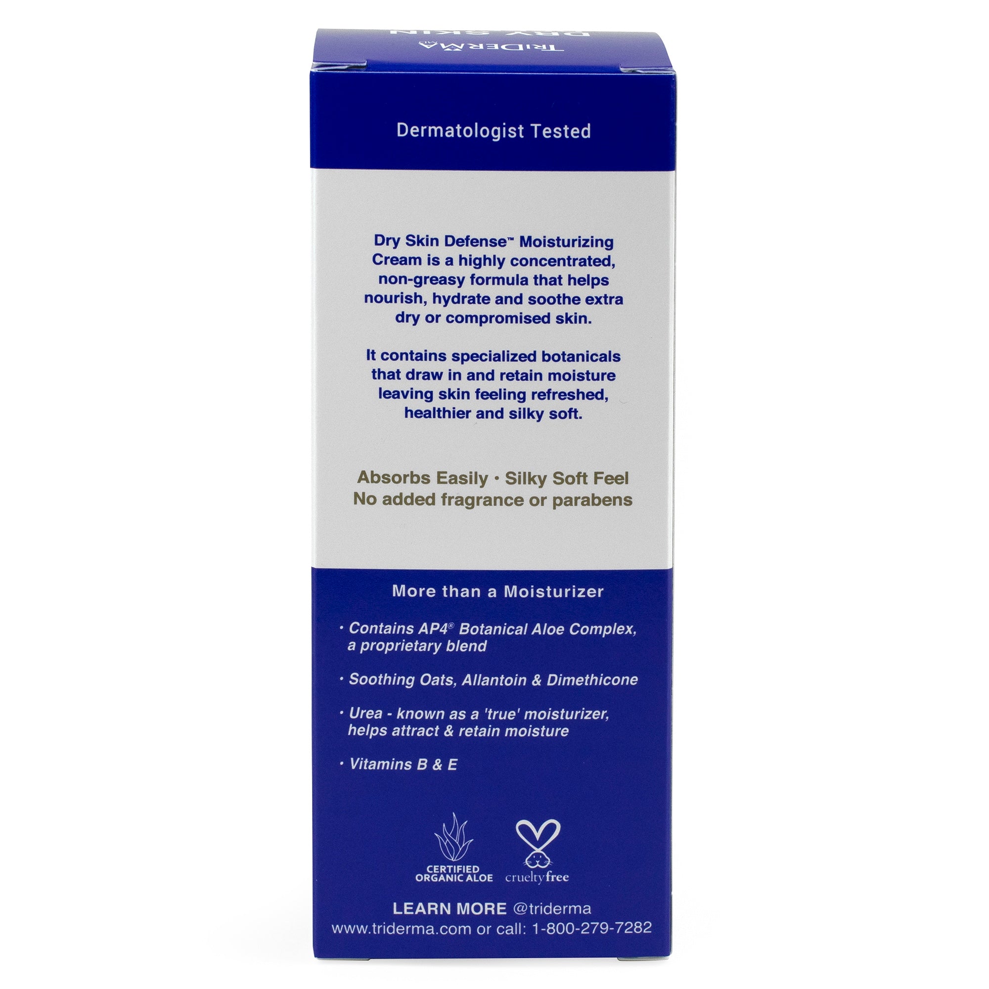 Crema hidratante para manos y cuerpo TriDerma MD para piel seca diabética, tubo de 113 g, sin perfume. Presentación: caja.