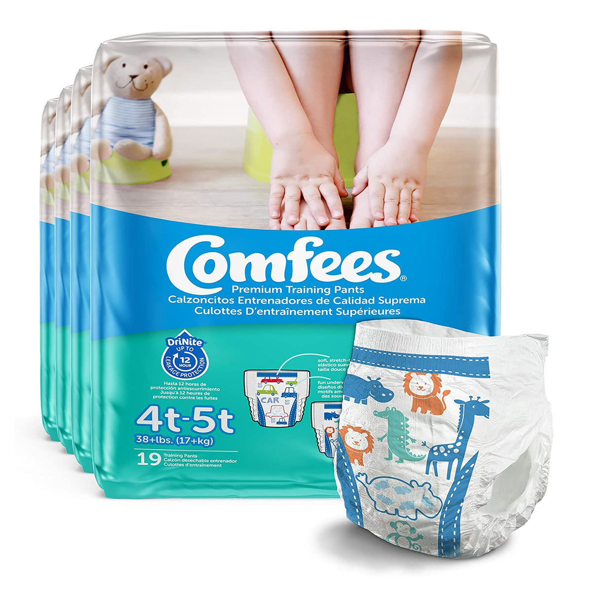 Male Toddler Training Pants Comfees Pull On with Tear Away Seams Size 4T to 5T Disposable Moderate Absorbency | 6BG/Case