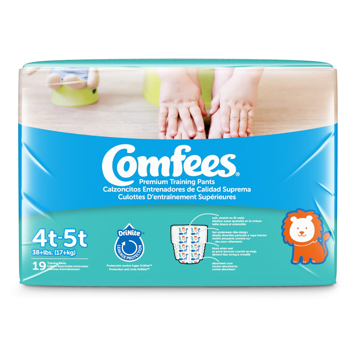 Male Toddler Training Pants Comfees Pull On with Tear Away Seams Size 4T to 5T Disposable Moderate Absorbency | 6BG/Case