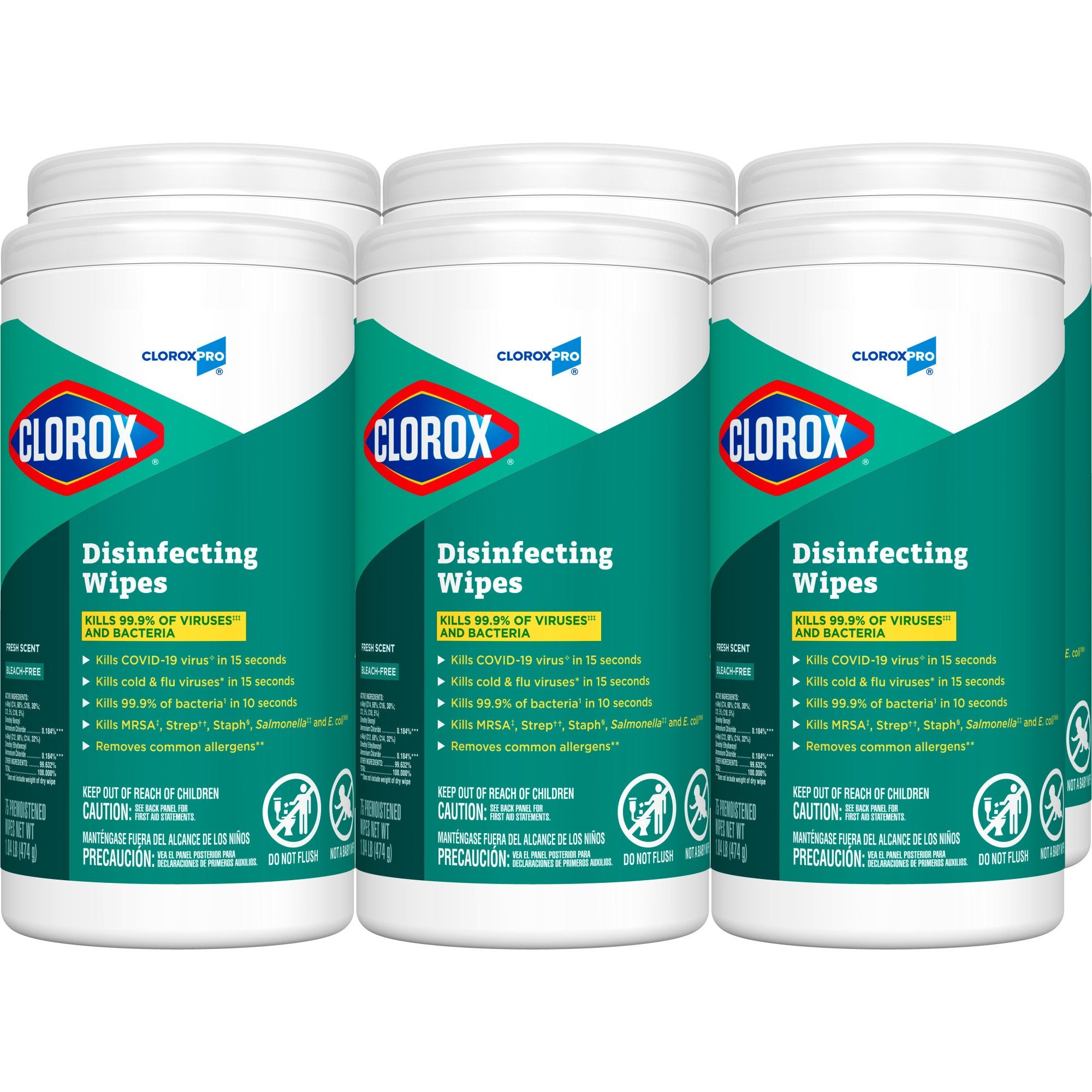 CloroxPro™ Clorox® Surface Disinfectant Premoistened Manual Pull Wipe 75 Count Canister Fresh Scent NonSterile