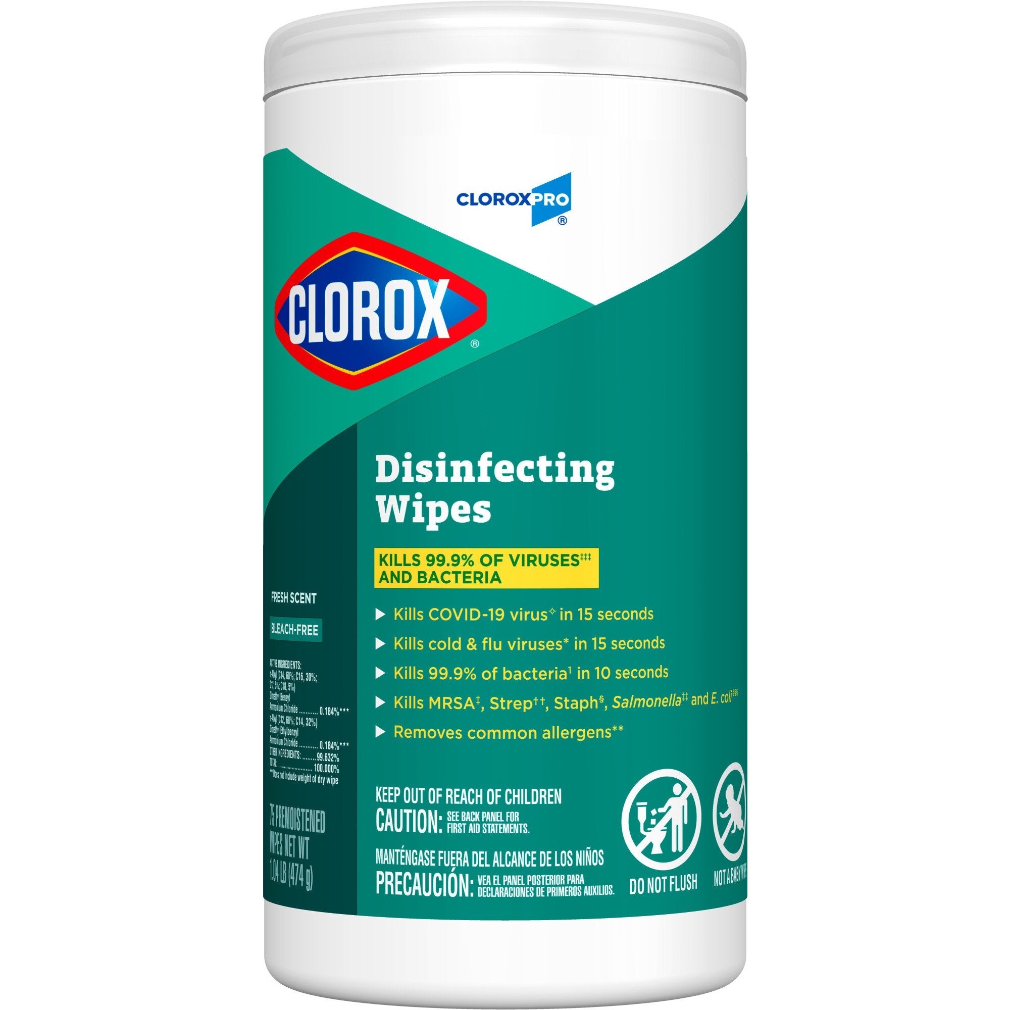 CloroxPro™ Clorox® Surface Disinfectant Premoistened Manual Pull Wipe 75 Count Canister Fresh Scent NonSterile