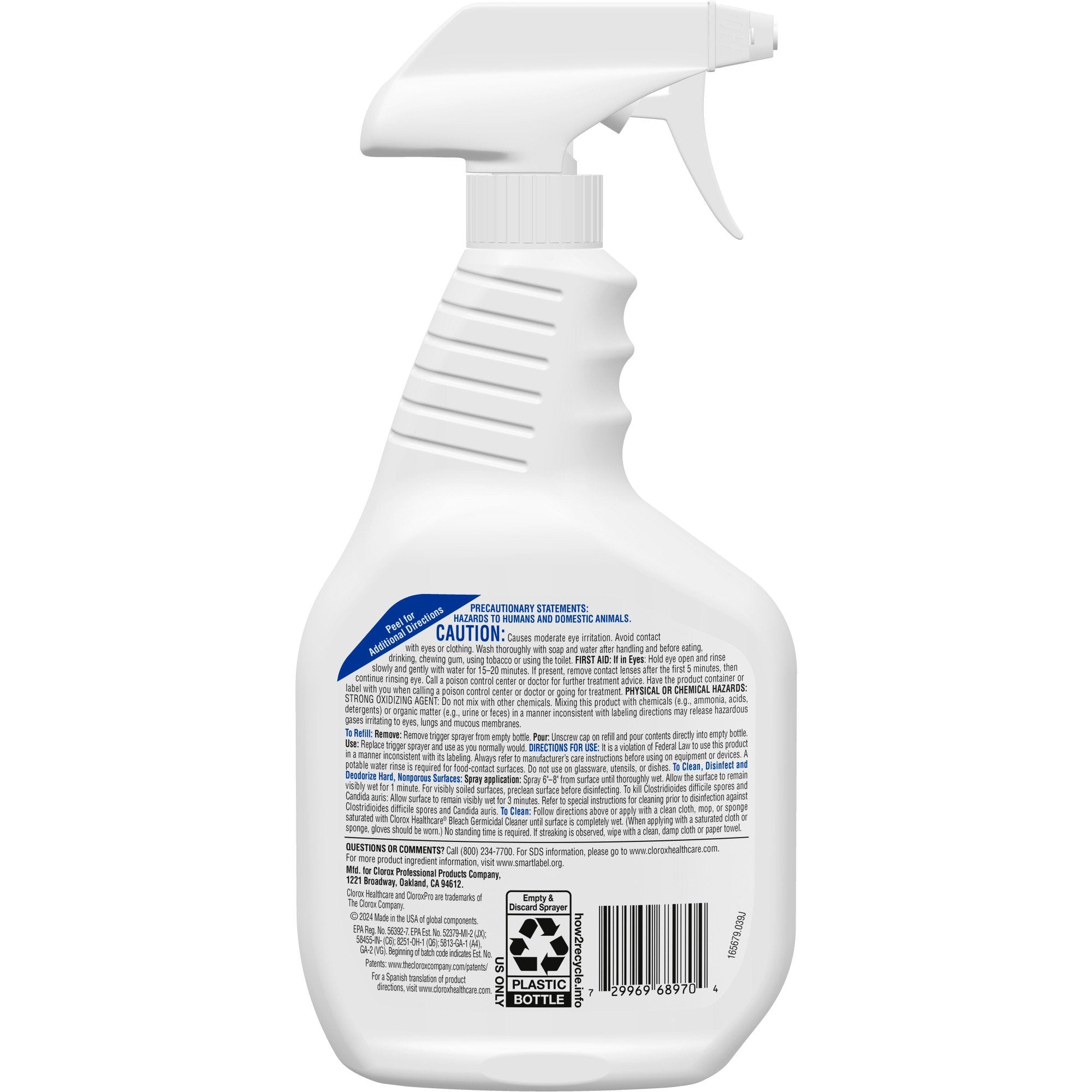 Clorox Healthcare Bleach Germicidal Surface Disinfectant Cleaner Pump Spray Liquid 32 oz. Bottle Fruity Floral Bleach Scent NonSterile | 1/EACH