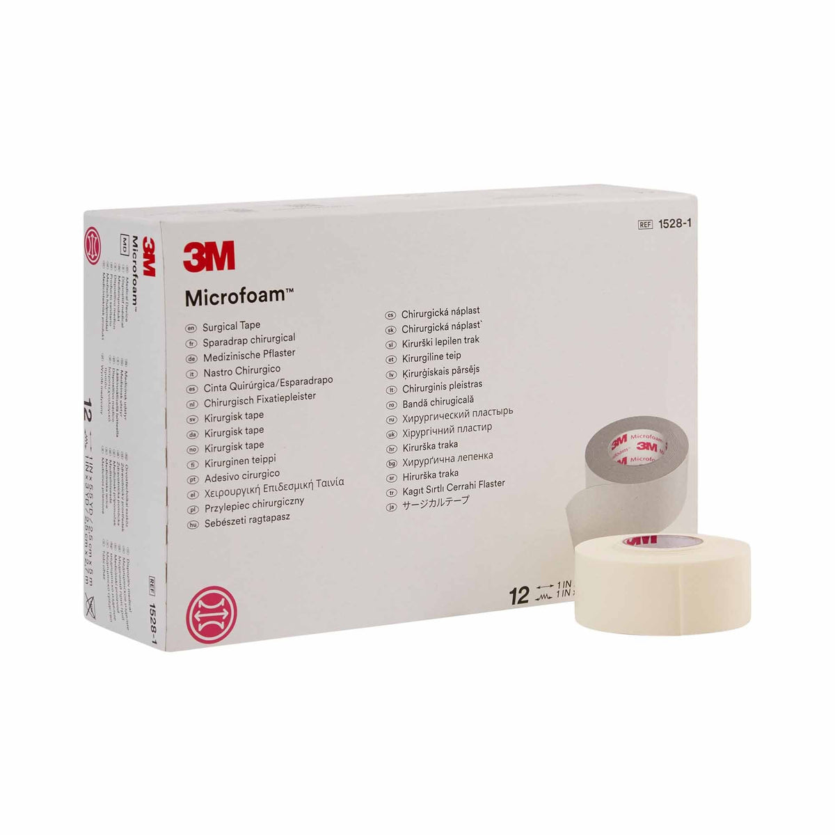 Medical Tape 3M Microfoam White 1 Inch X 5-1/2 Yard Elastic / Foam NonSterile | 12/Box - 1 inch x 5-1/2 yd (Case)