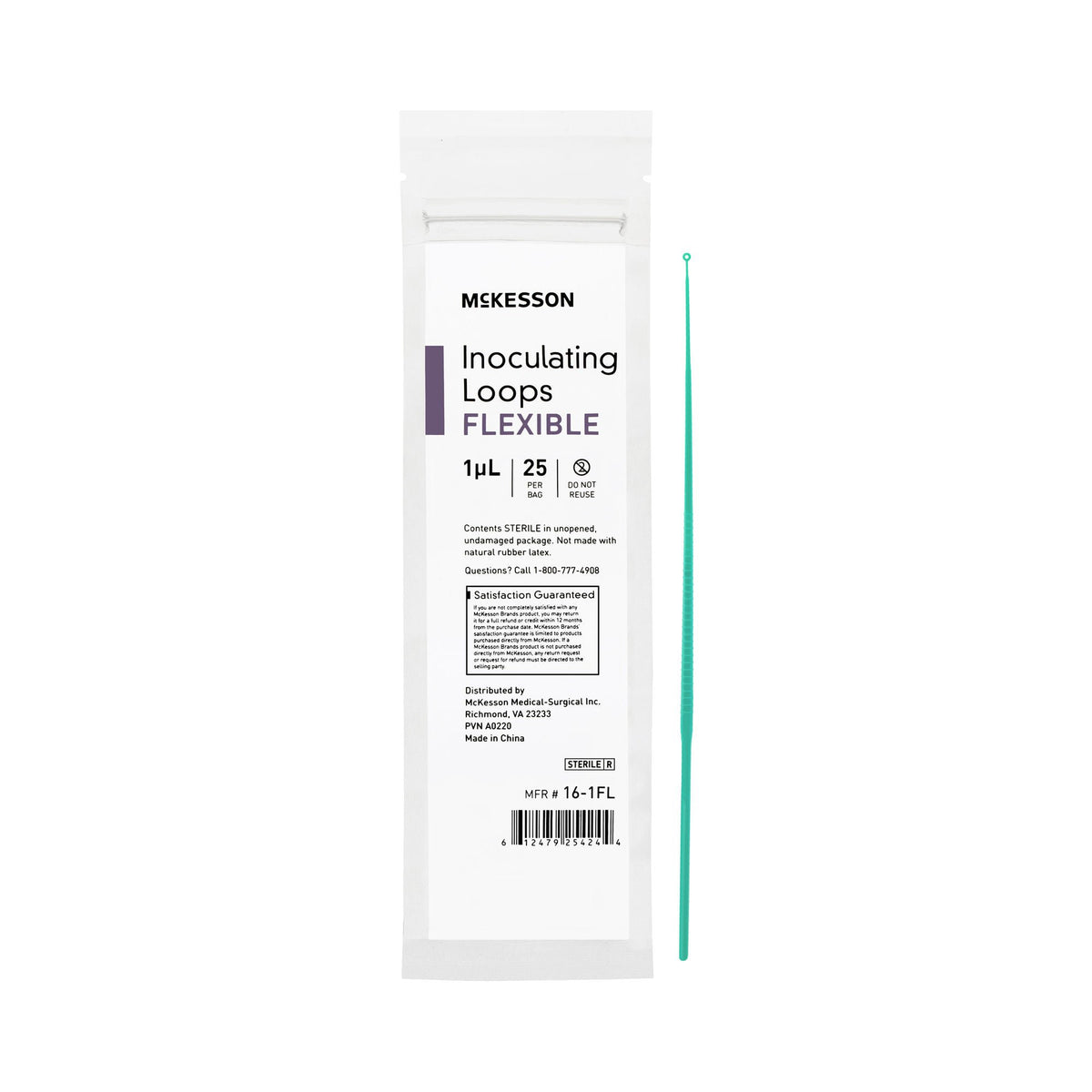 Inoculating Loop McKesson 1 µL High Impact Polystyrene Integrated Handle Sterile, Packaging Type- Case Default Title