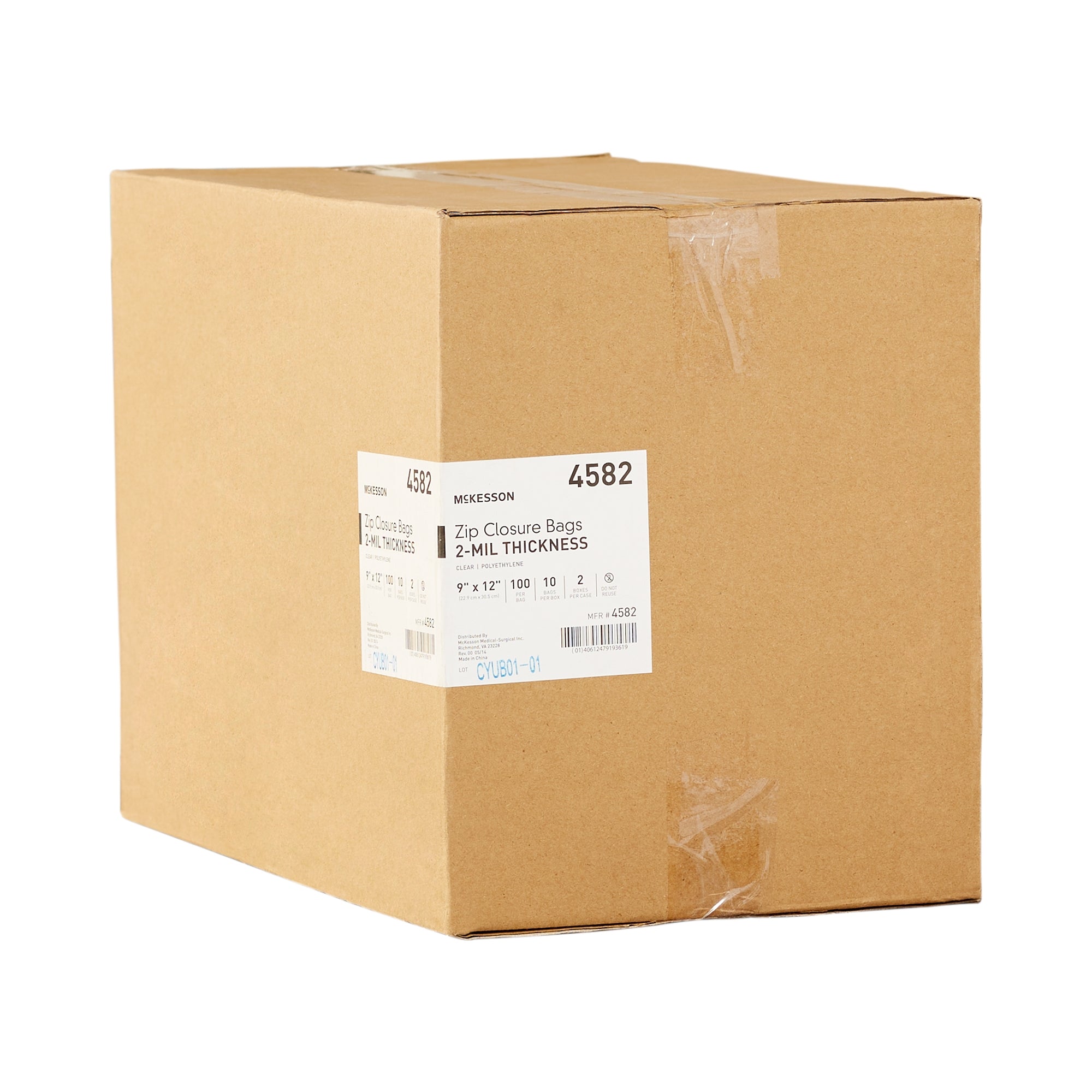 Reclosable Bag McKesson 9 X 12 Inch Polyethylene Clear Zipper Closure