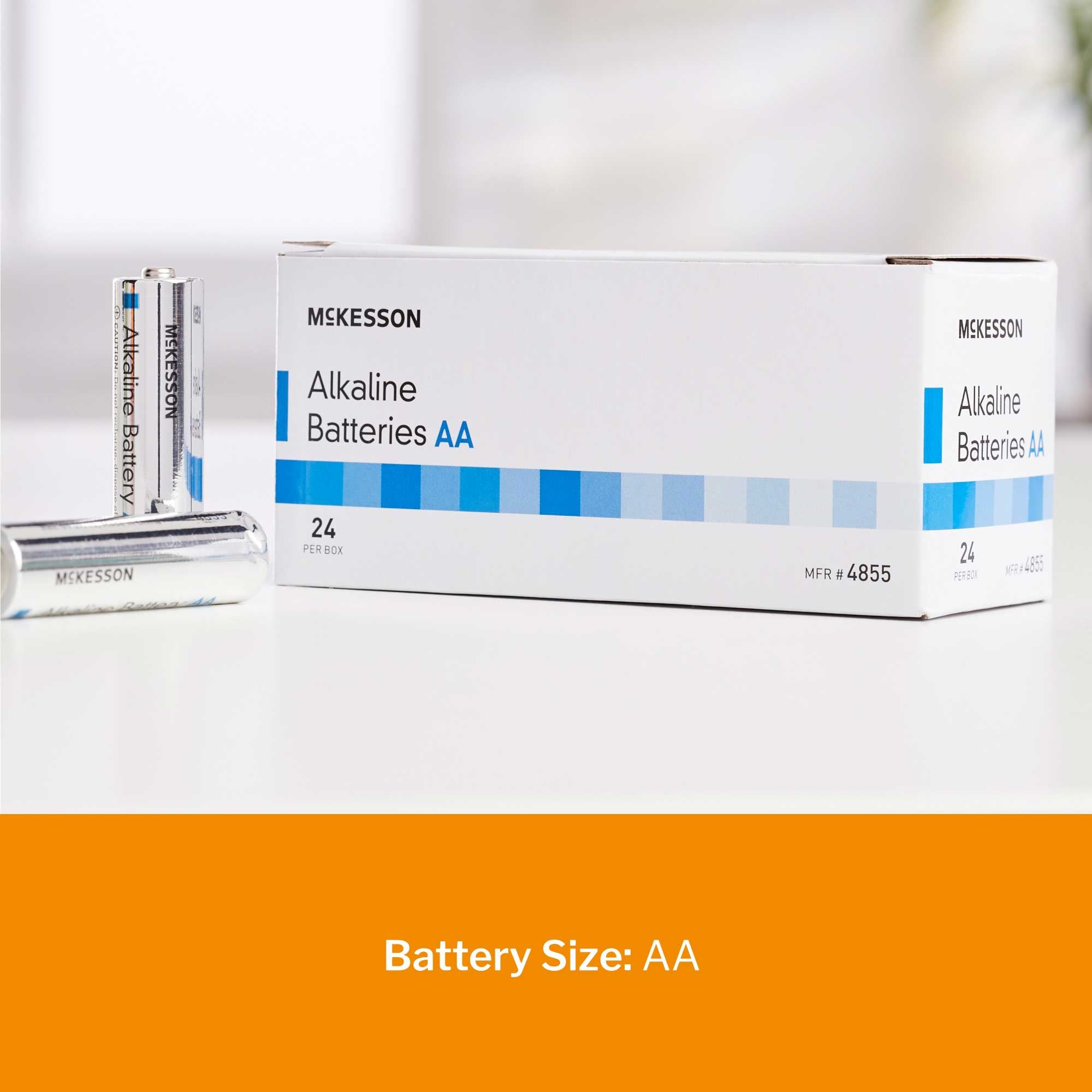 Alkaline Battery McKesson AA Cell 1.5V Disposable 24 Pack, Packaging Type- Box