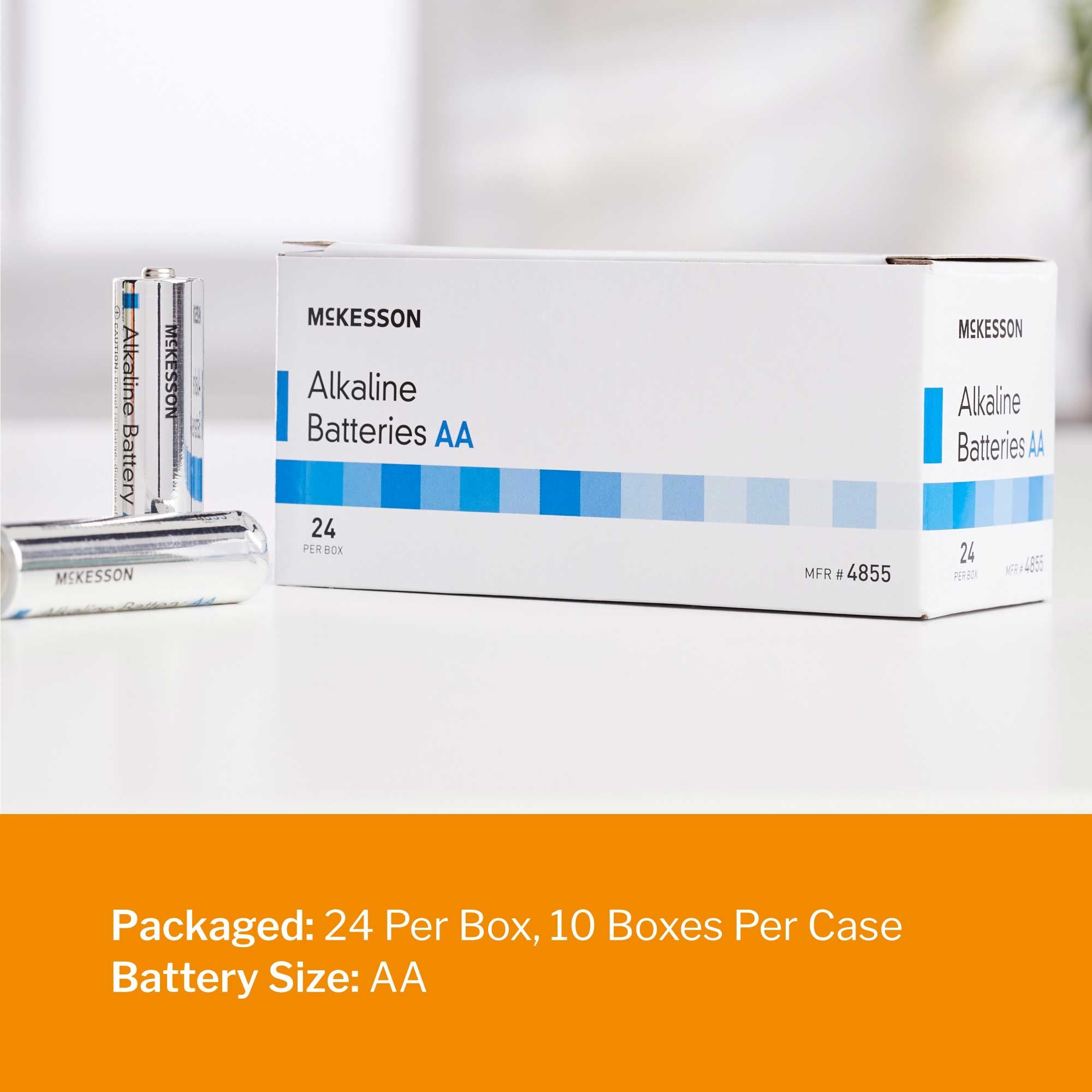 Alkaline Battery McKesson AA Cell 1.5V Disposable 24 Pack, Packaging Type- Box