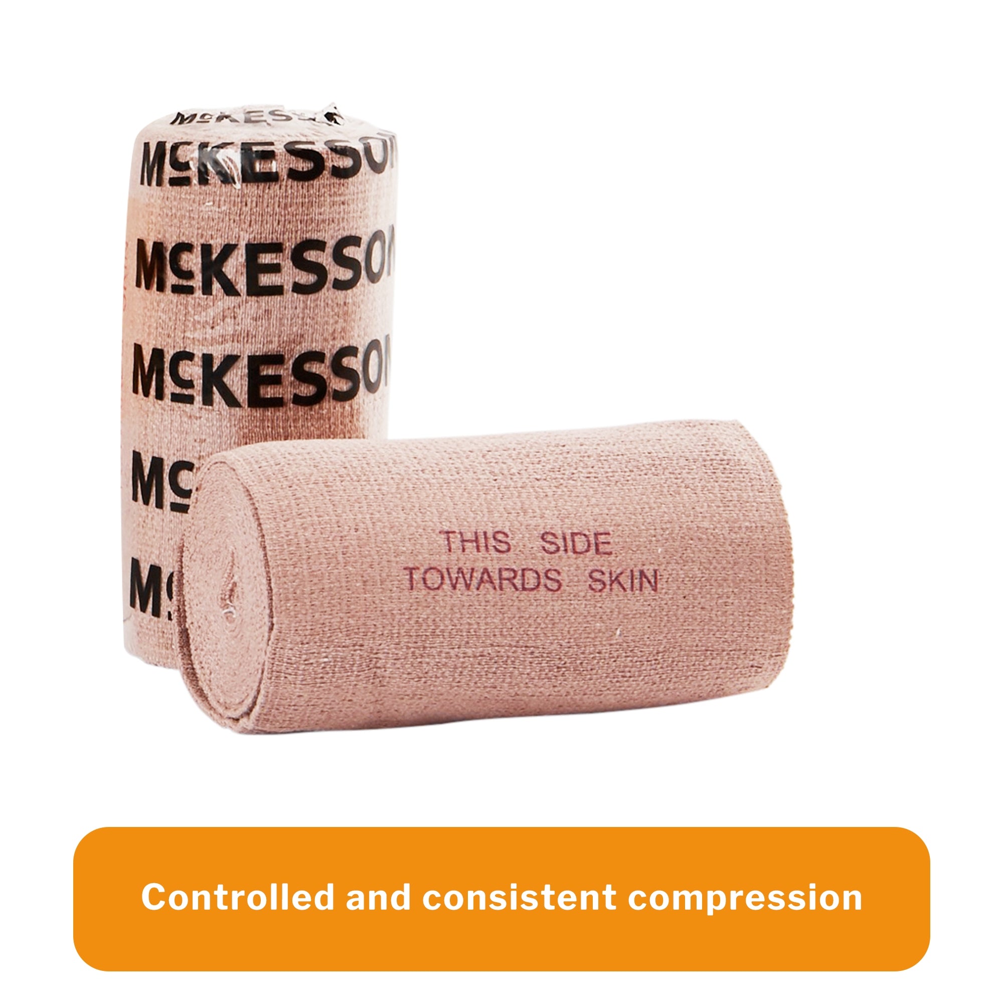 Elastic Bandage McKesson 4 Inch X 5 Yard Single Hook and Loop Closure Tan NonSterile Standard Compression, Packaging Type- Case