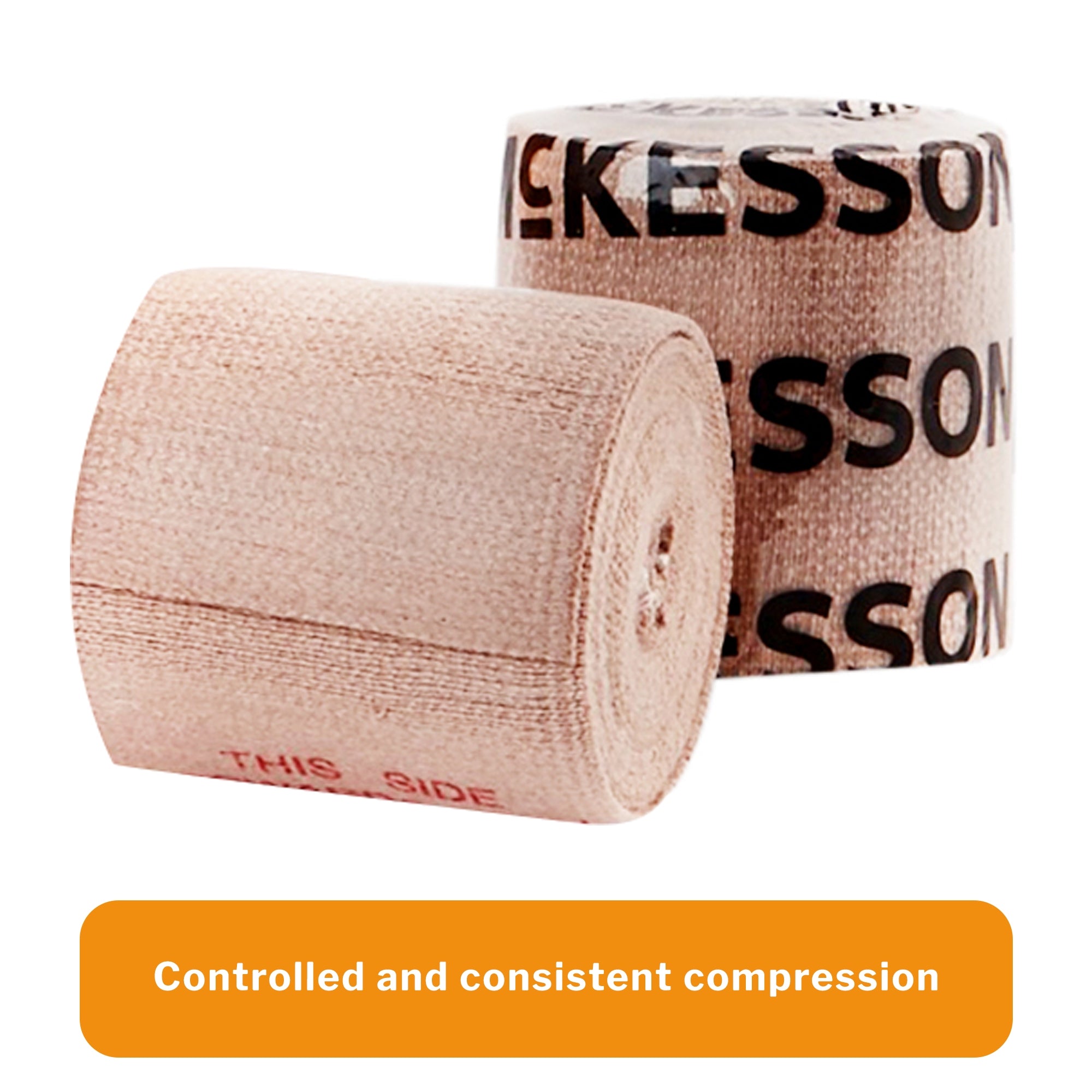 Elastic Bandage McKesson 2 Inch X 5 Yard Single Hook and Loop Closure Tan NonSterile Standard Compression