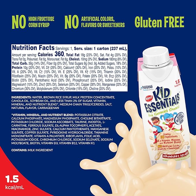 boost kid essentials 1 5 balanced nutritional drink strawberry 8 oz carton boost kid essentials 1 5 pediatric oral supplement mk1178511ea