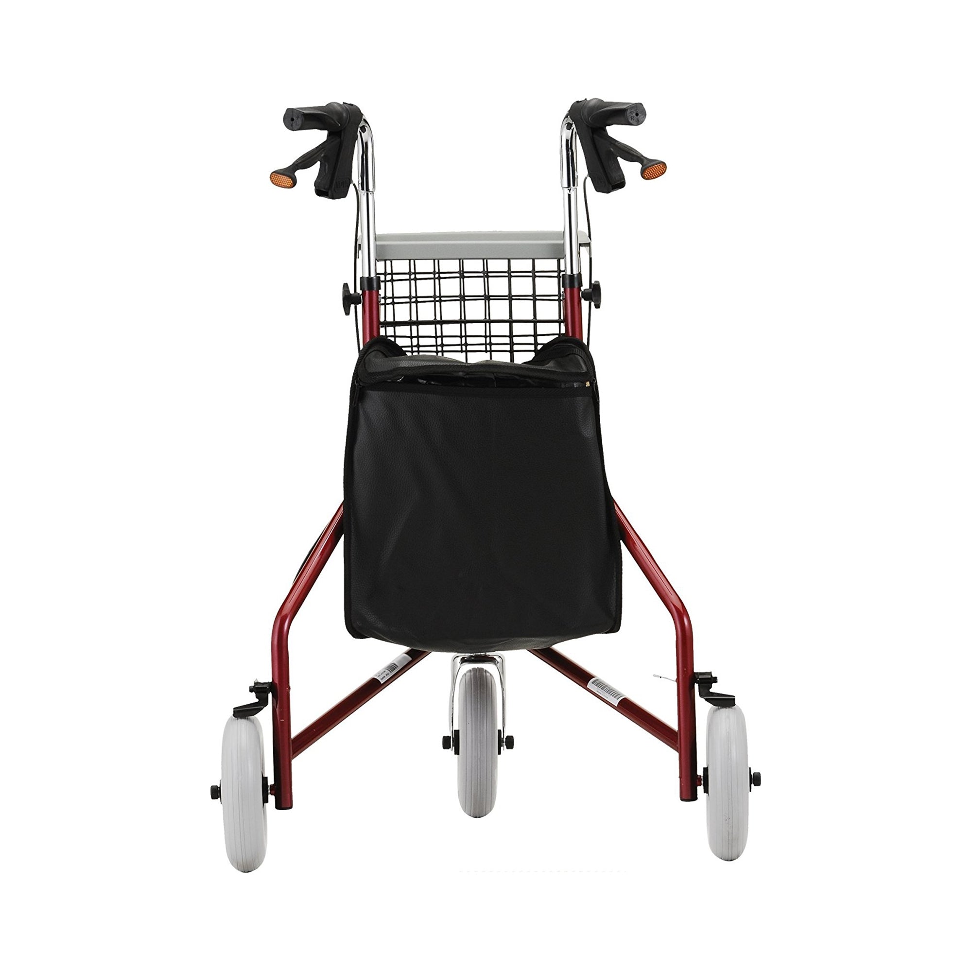 3 Wheel Rollator Traveler Red Adjustable Height / Folding Aluminum Frame, Packaging Type- Each