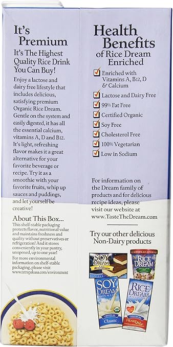 Rice Dream Original Rice Drink - Enriched Organic - Case Of 8 - 64 Fl Oz.