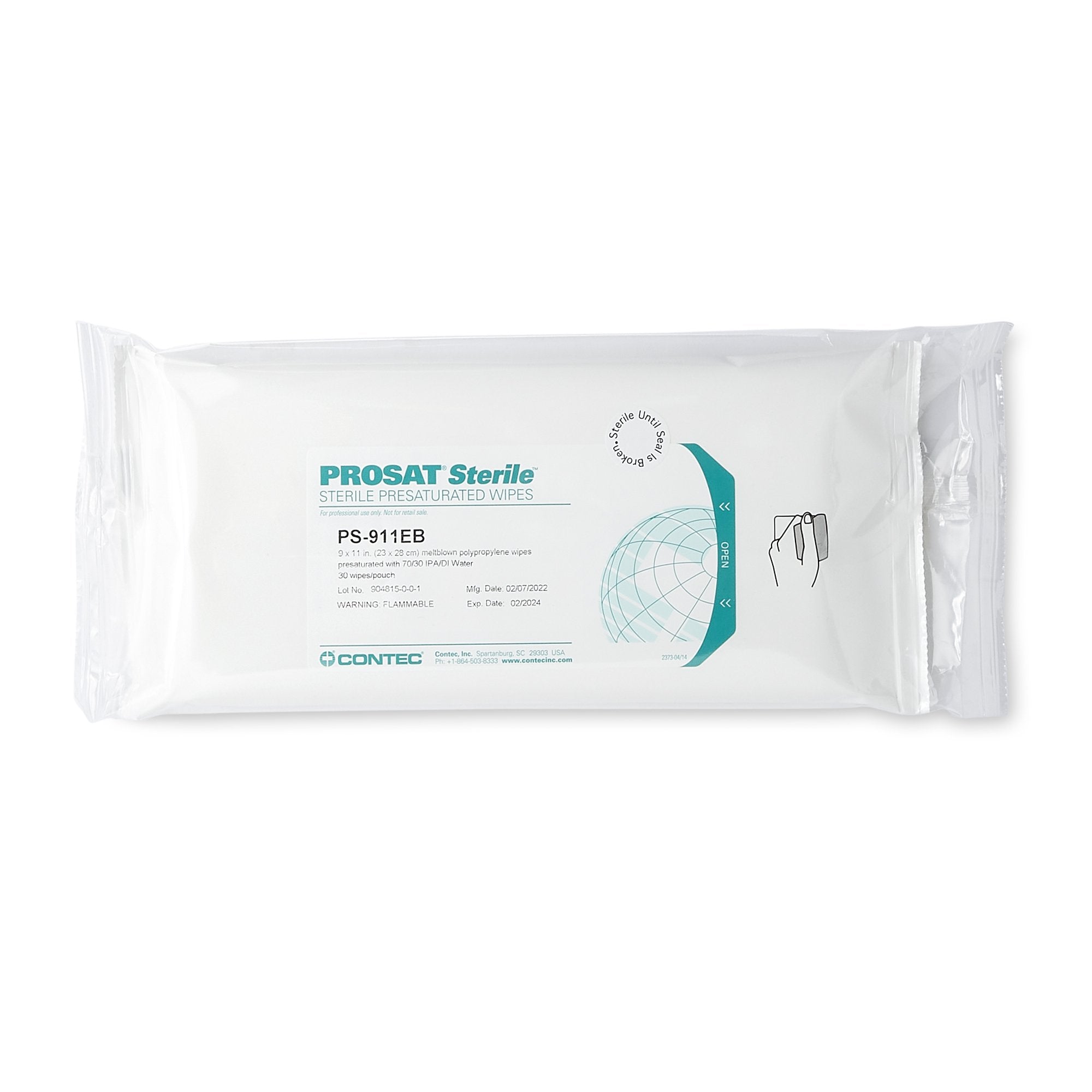 PROSAT Sterile Surface Disinfectant Cleaner Premoistened Cleanroom Manual Pull Wipe 30 Count Pouch Alcohol Scent Sterile,Packaging Type- Each