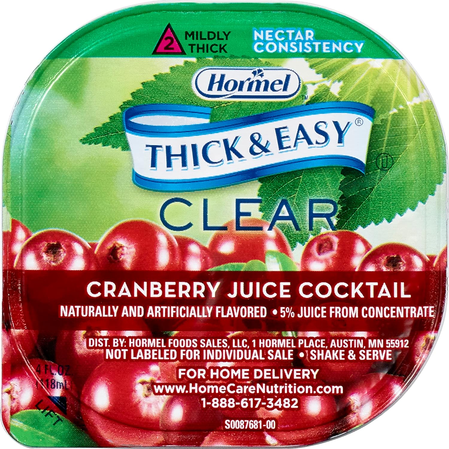 Thickened Beverage Thick & Easy 4 oz. Portion Cup Cranberry Juice Cocktail Flavor Liquid IDDSI Level 2 Mildly Thick, Packaging Type- Case