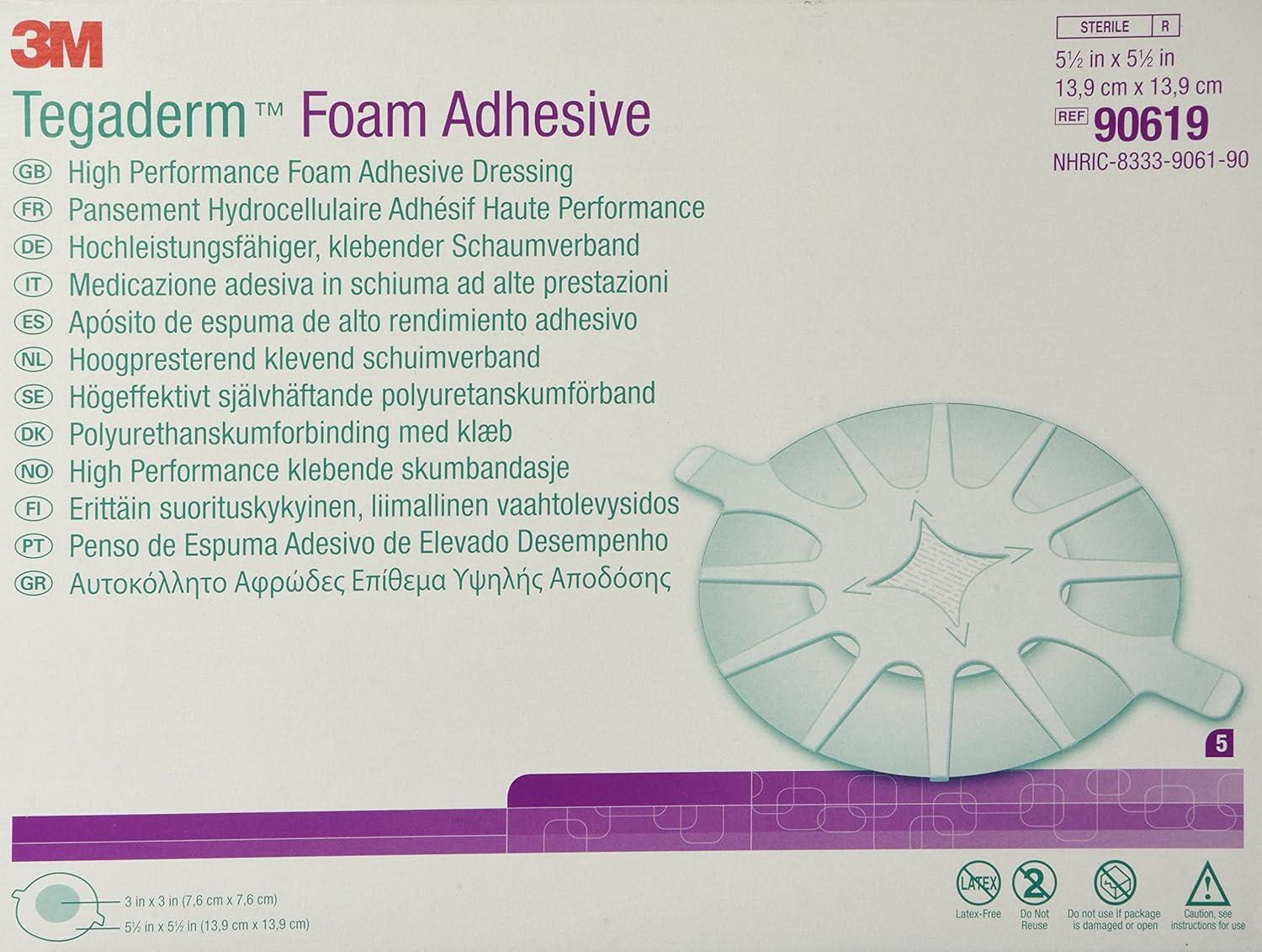 Foam Dressing 3M Tegaderm High Performance 5-1/2 X 5-1/2 Inch With Border Film Backing Acrylic Adhesive Heel Sterile, Packaging Type- Case