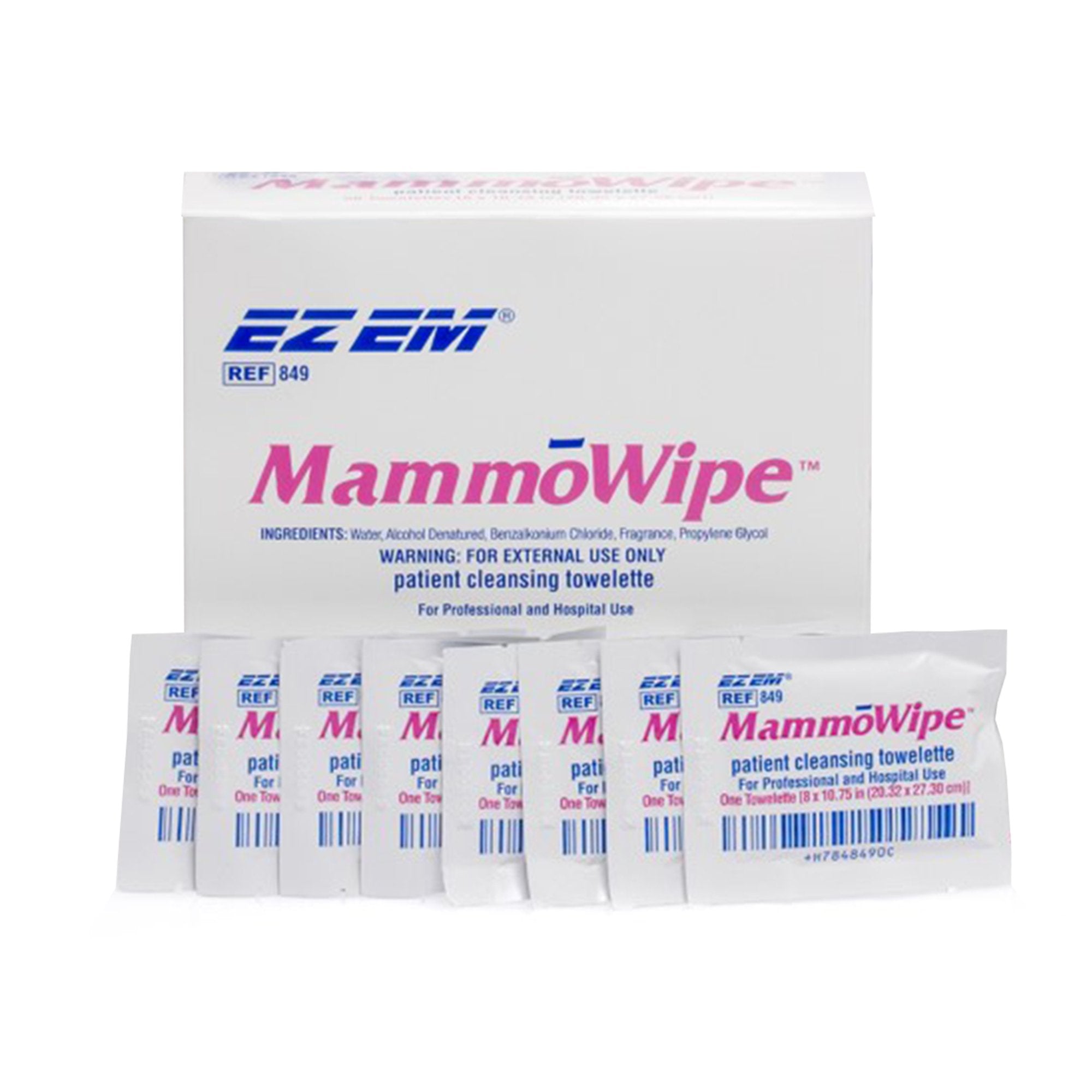 Mammography Cleansing Towelette EZ EM Individual Packet Scented 50 Count