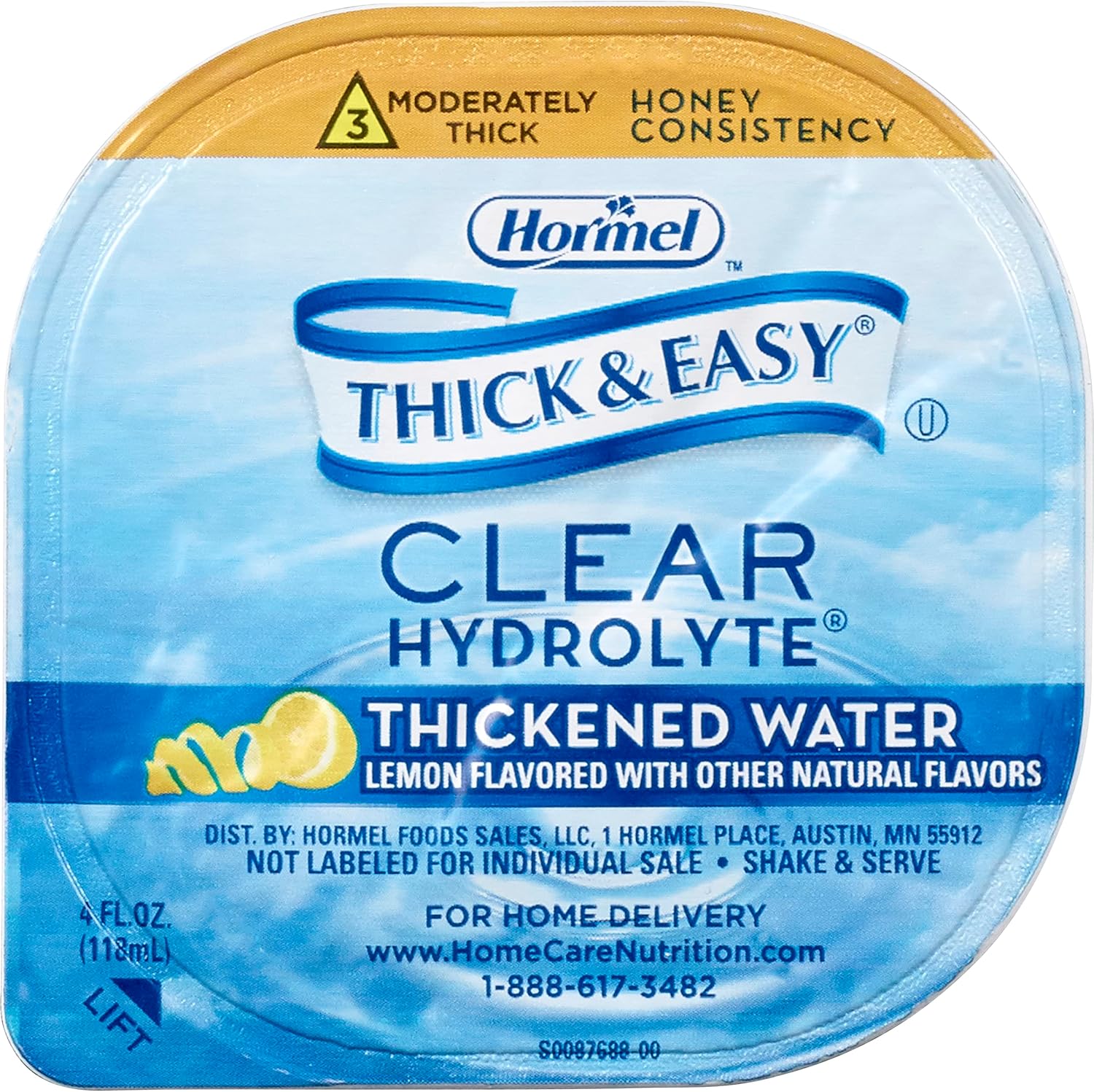 Thickened Water Thick & Easy Hydrolyte 4 oz. Portion Cup Lemon Flavor Liquid IDDSI Level 3 Moderately Thick/Liquidized, Packaging Type- Case