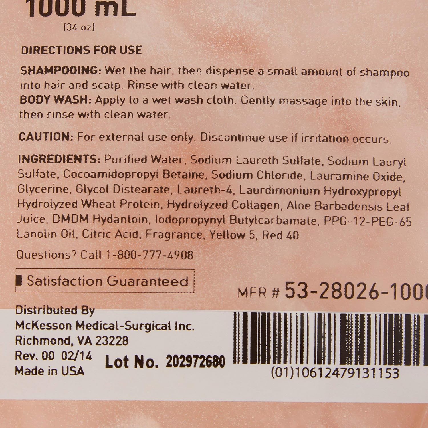 Shampoo and Body Wash McKesson 1,000 mL Dispenser Refill Bag Apricot Scent, Packaging Type- Case
