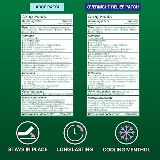 Topical Pain Relief Biofreeze 5% Strength Menthol Patch,Packaging Type- Box
