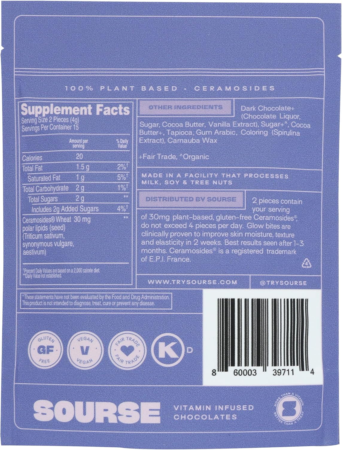 Sourse - Glow Bites Vitamin Infused Chocolate - Case Of 6-2.2 Oz