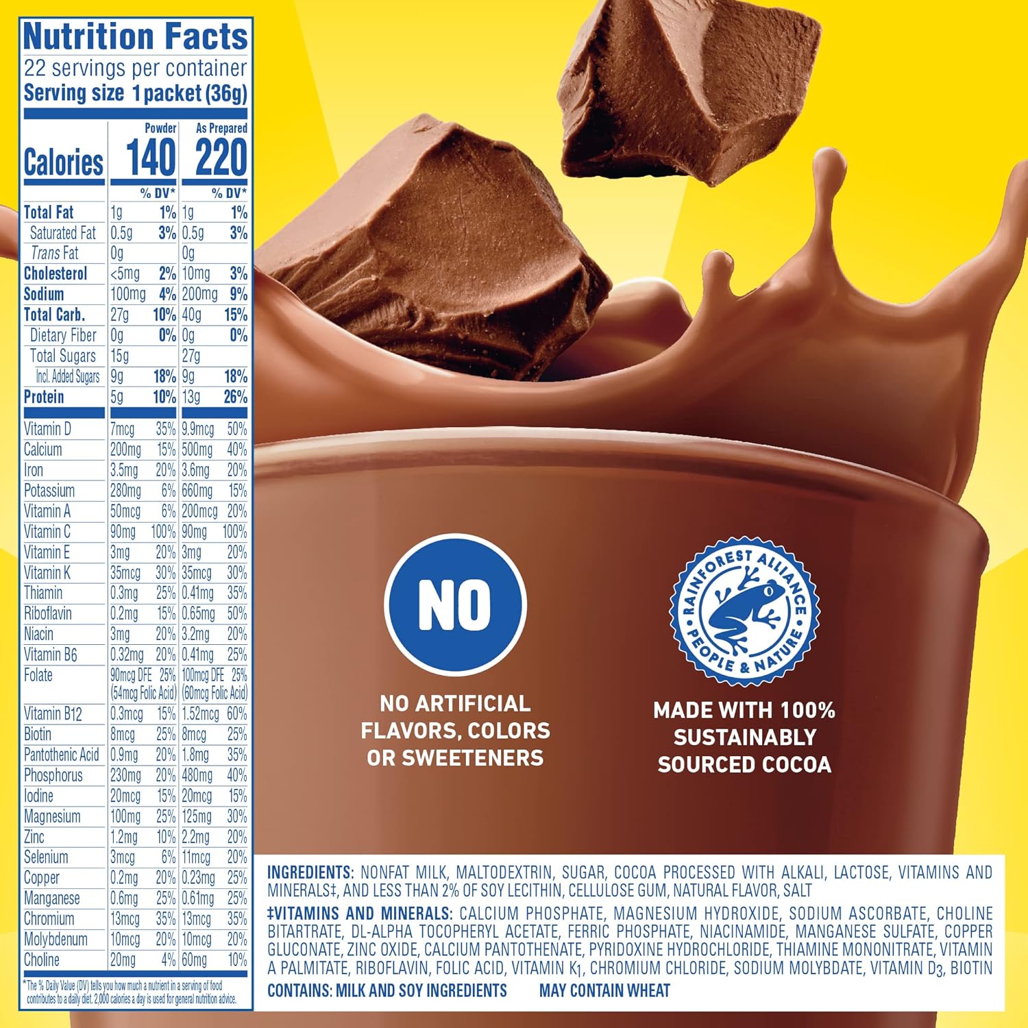 Oral Supplement Carnation Breakfast Essentials Rich Milk Chocolate Flavor Powder 1.26 oz. Individual Packet, Packaging Type- Box