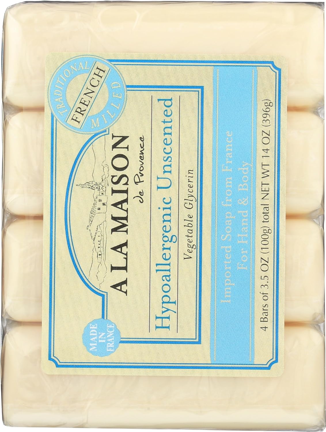 A La Maison - Bar Soap - Unscented Value Pack - 3.5 Oz Each / Pack Of 4