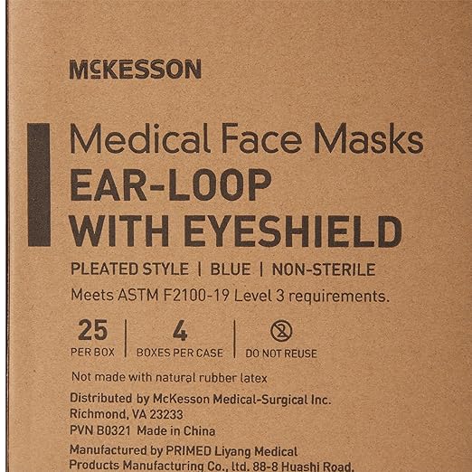 Procedure Mask with Eye Shield McKesson Anti-fog ASTM Level 3 Earloops One Size Fits Most