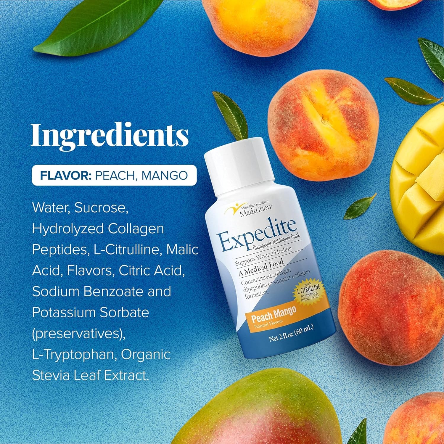 Oral Supplement Expedite Peach Mango Flavor Liquid 2 oz. Bottle