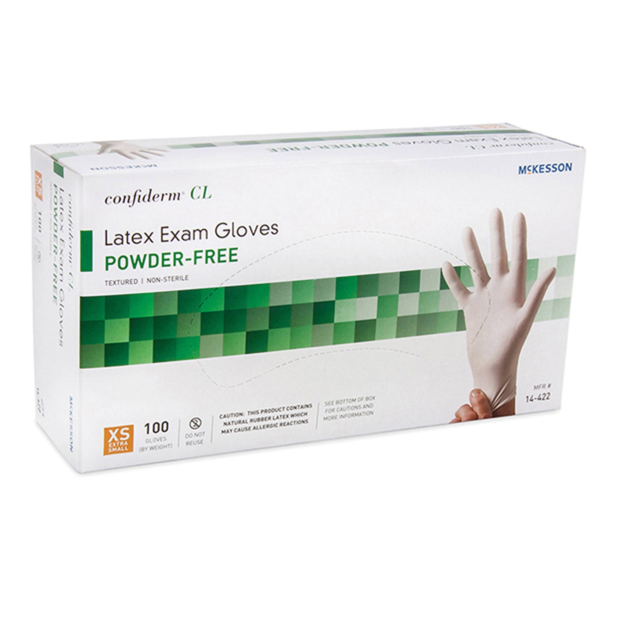 Exam Glove McKesson Confiderm CL X-Small NonSterile Latex Standard Cuff Length Textured Fingertips Ivory Not Rated | 100/BX10Box/Case