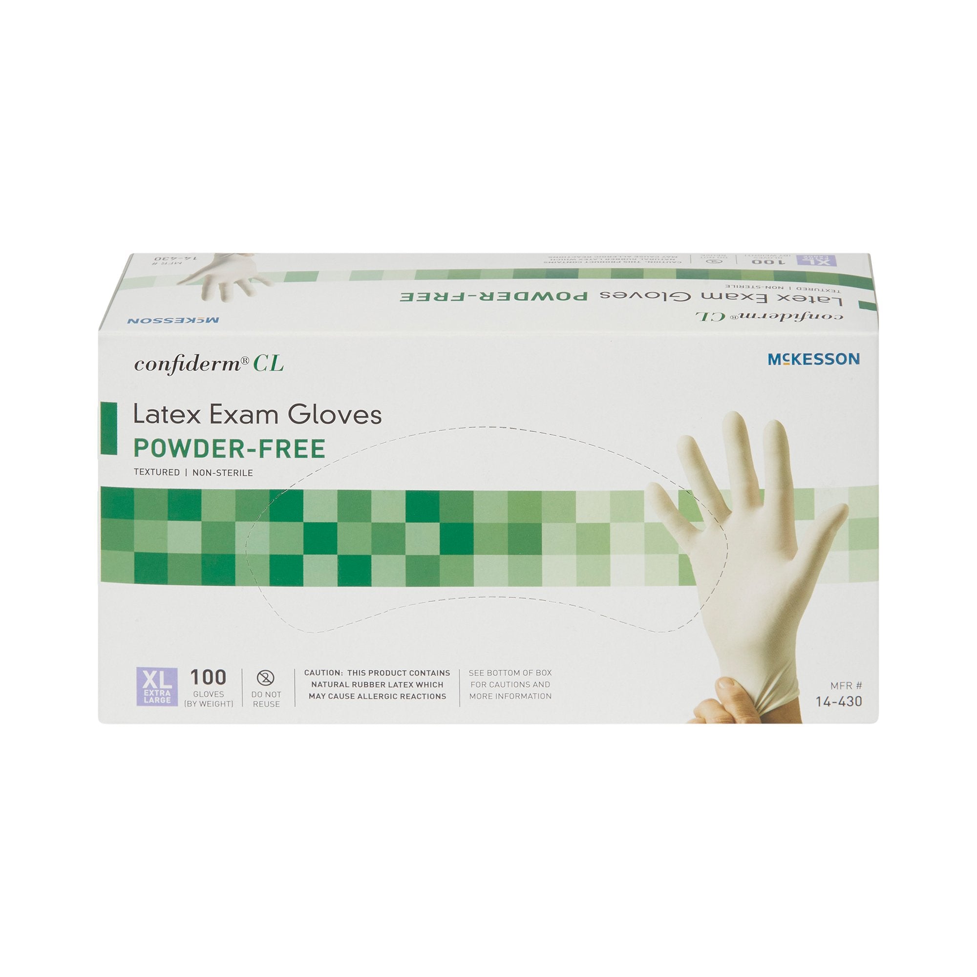 Exam Glove McKesson Confiderm X-Large NonSterile Latex Standard Cuff Length Textured Fingertips Ivory Not Rated,Packaging Type- Box