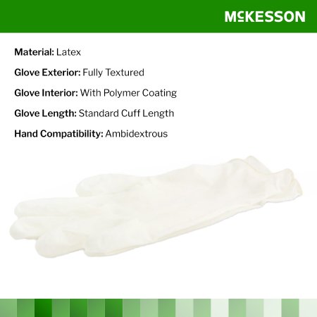 Exam Glove McKesson Confiderm X-Small NonSterile Latex Standard Cuff Length Fully Textured Ivory Not Rated,Packaging Type- Box